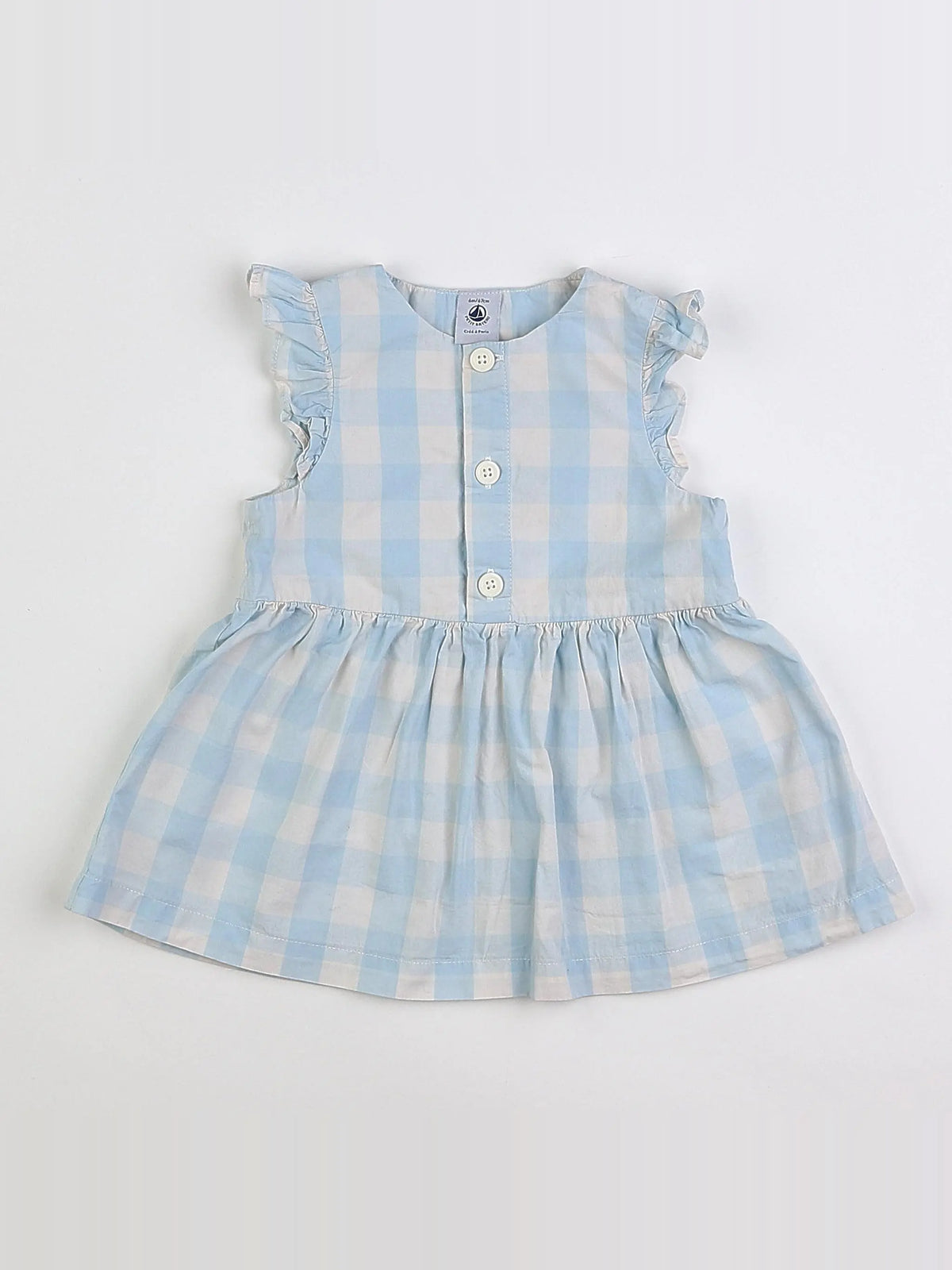 Petit Bateau - robe blanc, bleu - 6 mois