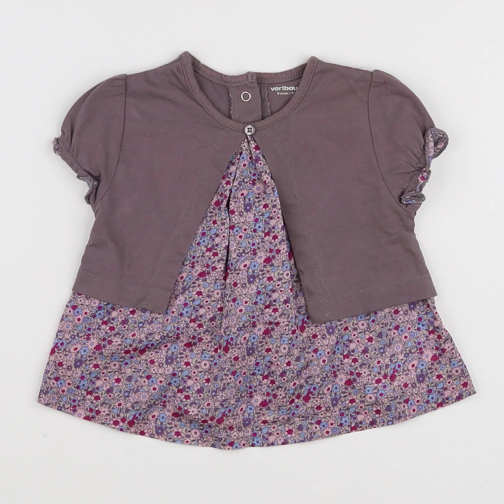 Vertbaudet - blouse violet, taupe - 9 mois