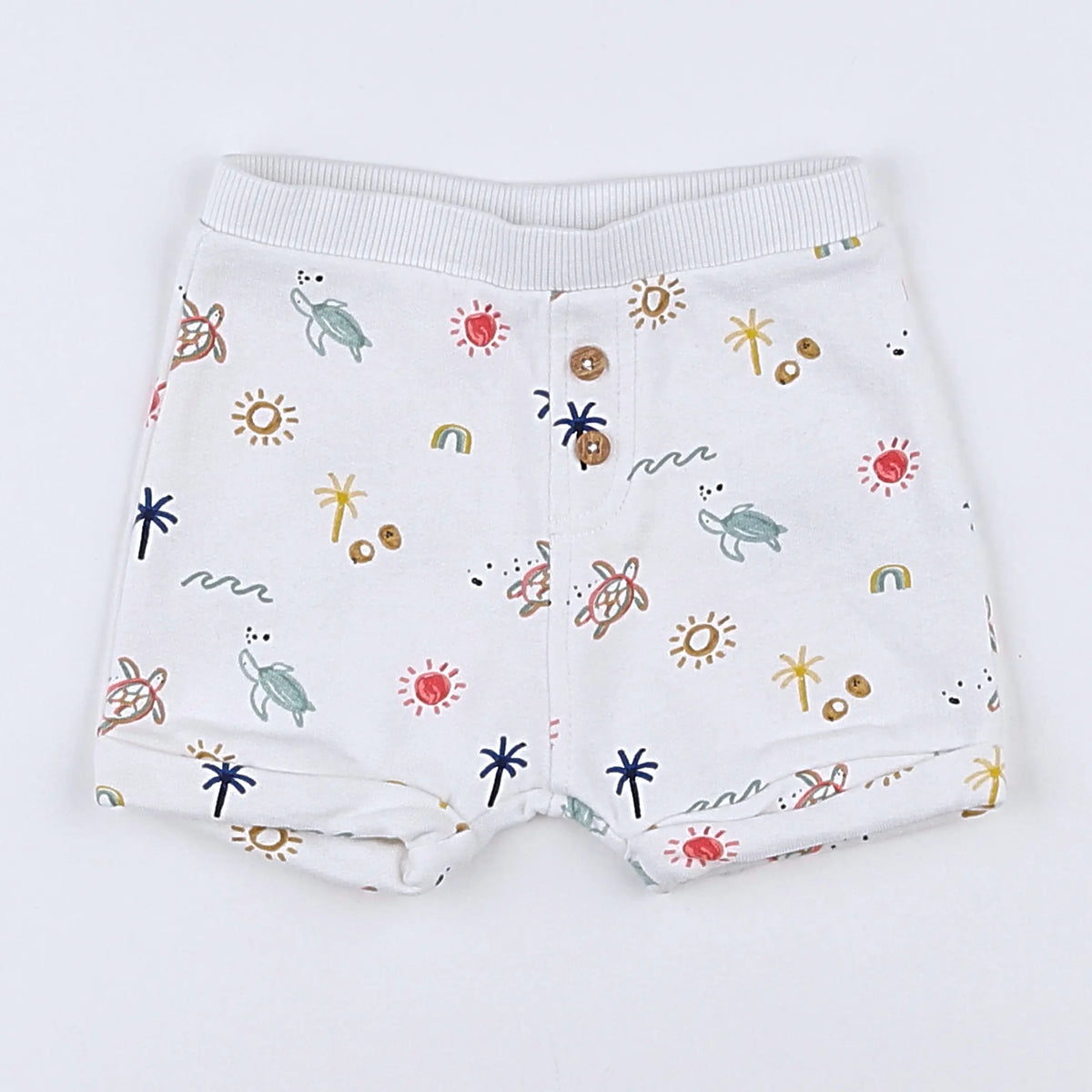 Vertbaudet - short blanc, multicolore - 3 mois