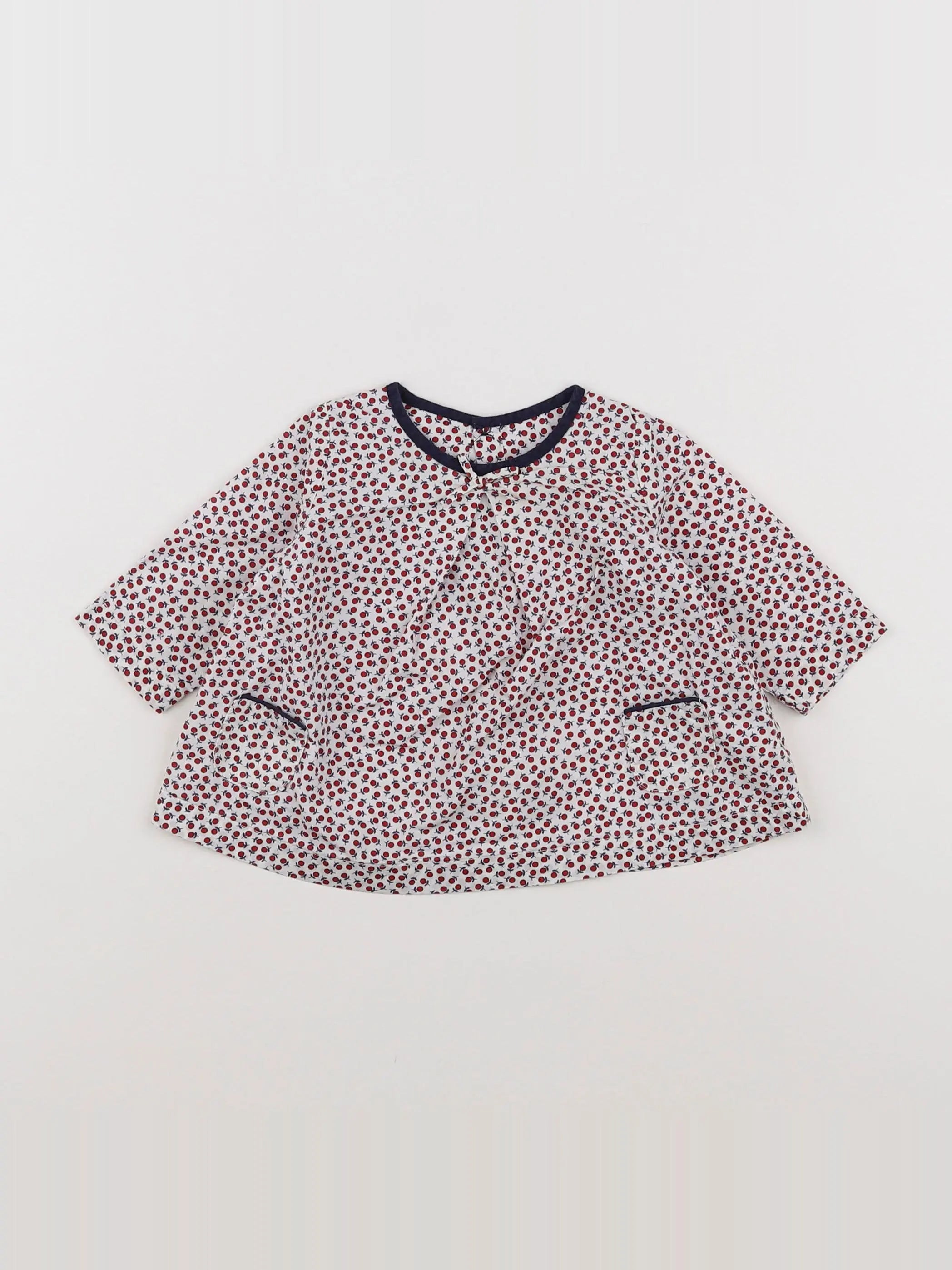 Jacadi - blouse rouge, blanc, bleu - 3 mois
