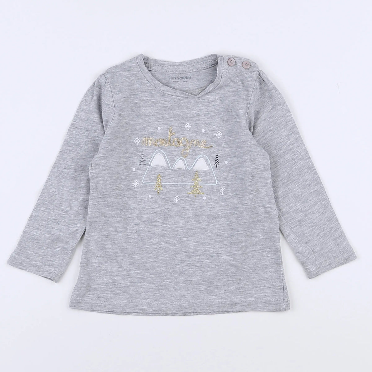 Vertbaudet - tee-shirt gris - 12 mois