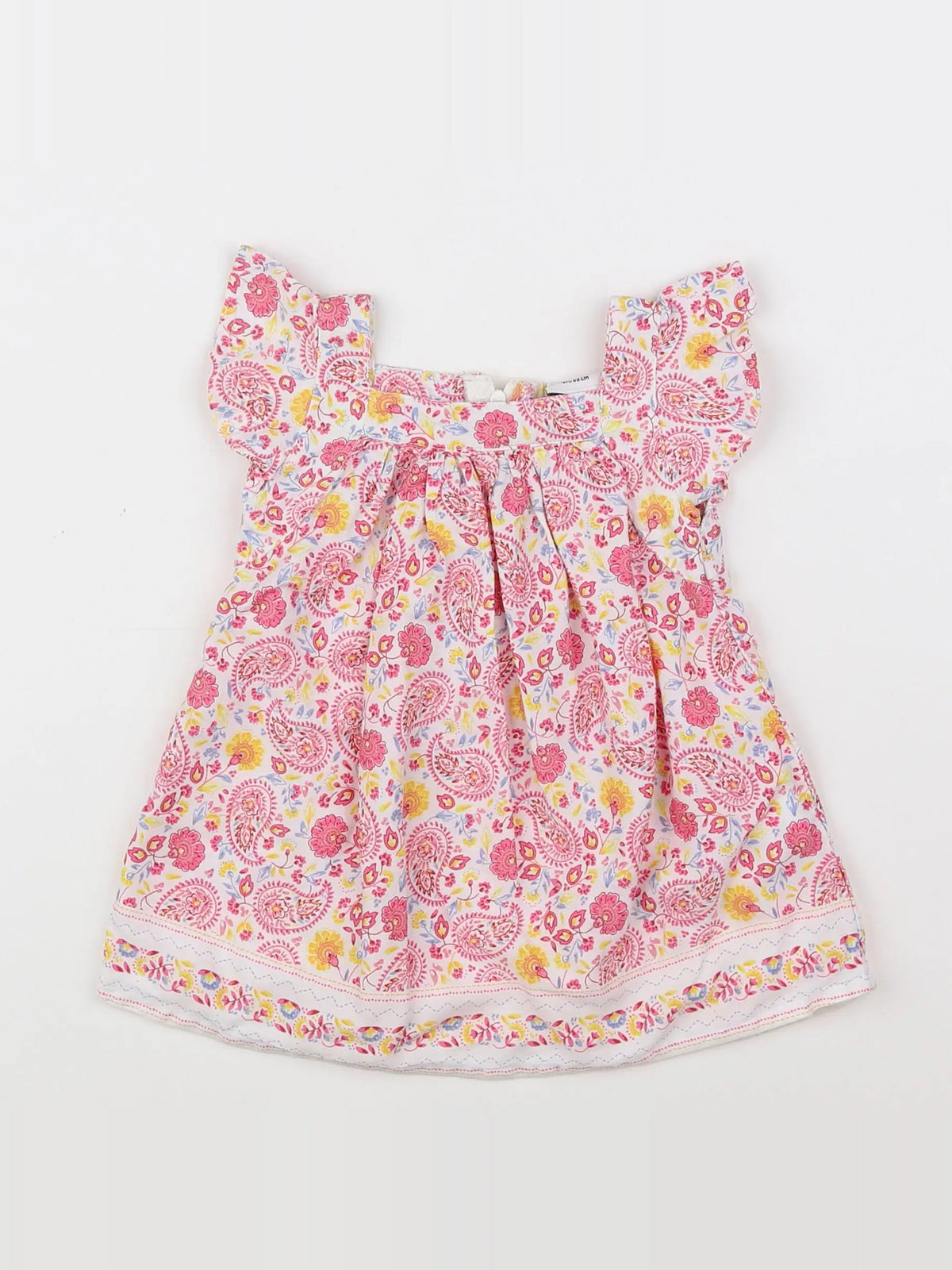 Tape à l'oeil - robe blanc, rose - 6 mois