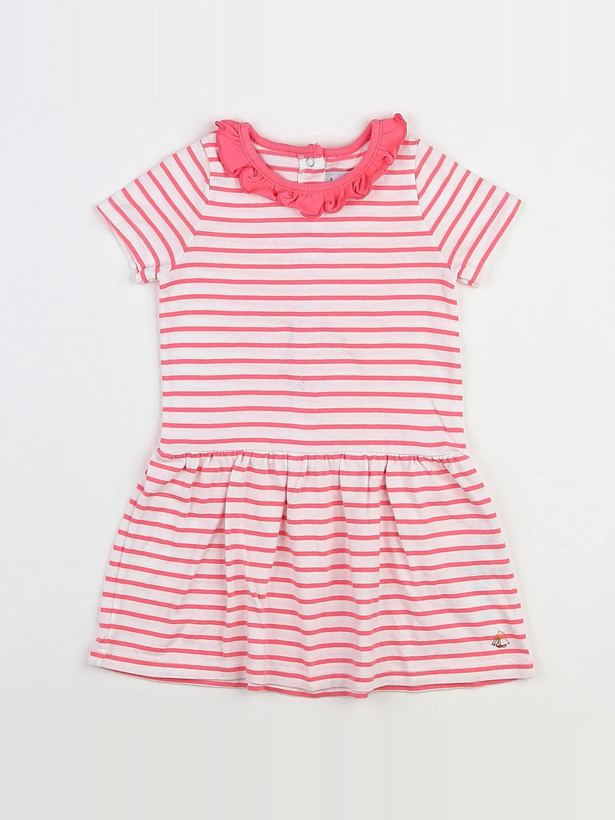 Petit Bateau - robe blanc, rose - 18 mois