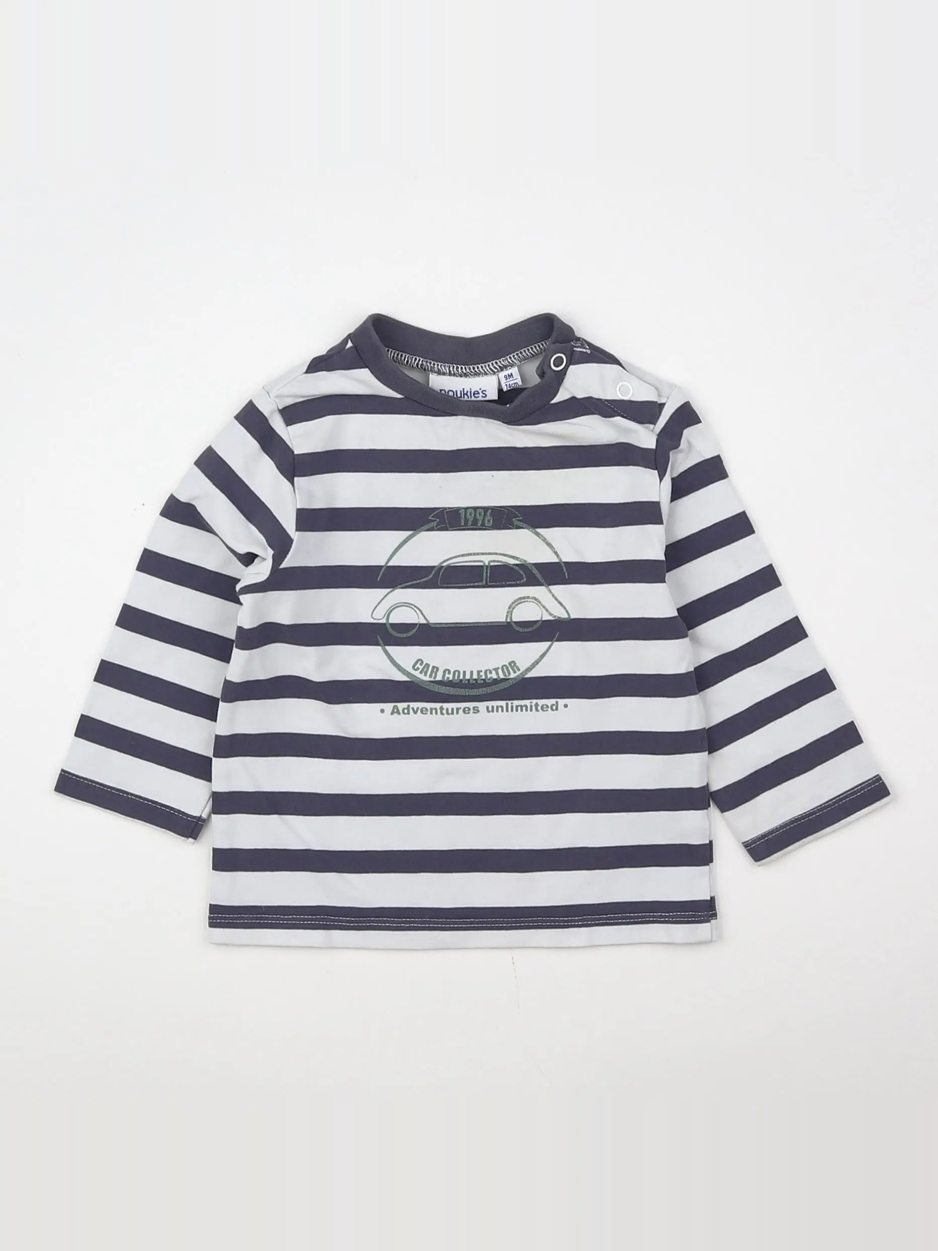 Noukie's - tee-shirt blanc, bleu - 9 mois