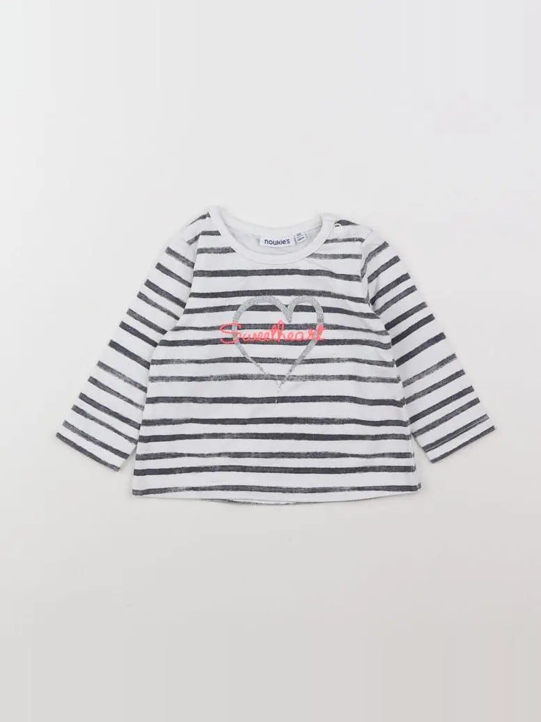 Noukie's - tee-shirt blanc, gris - 6 mois
