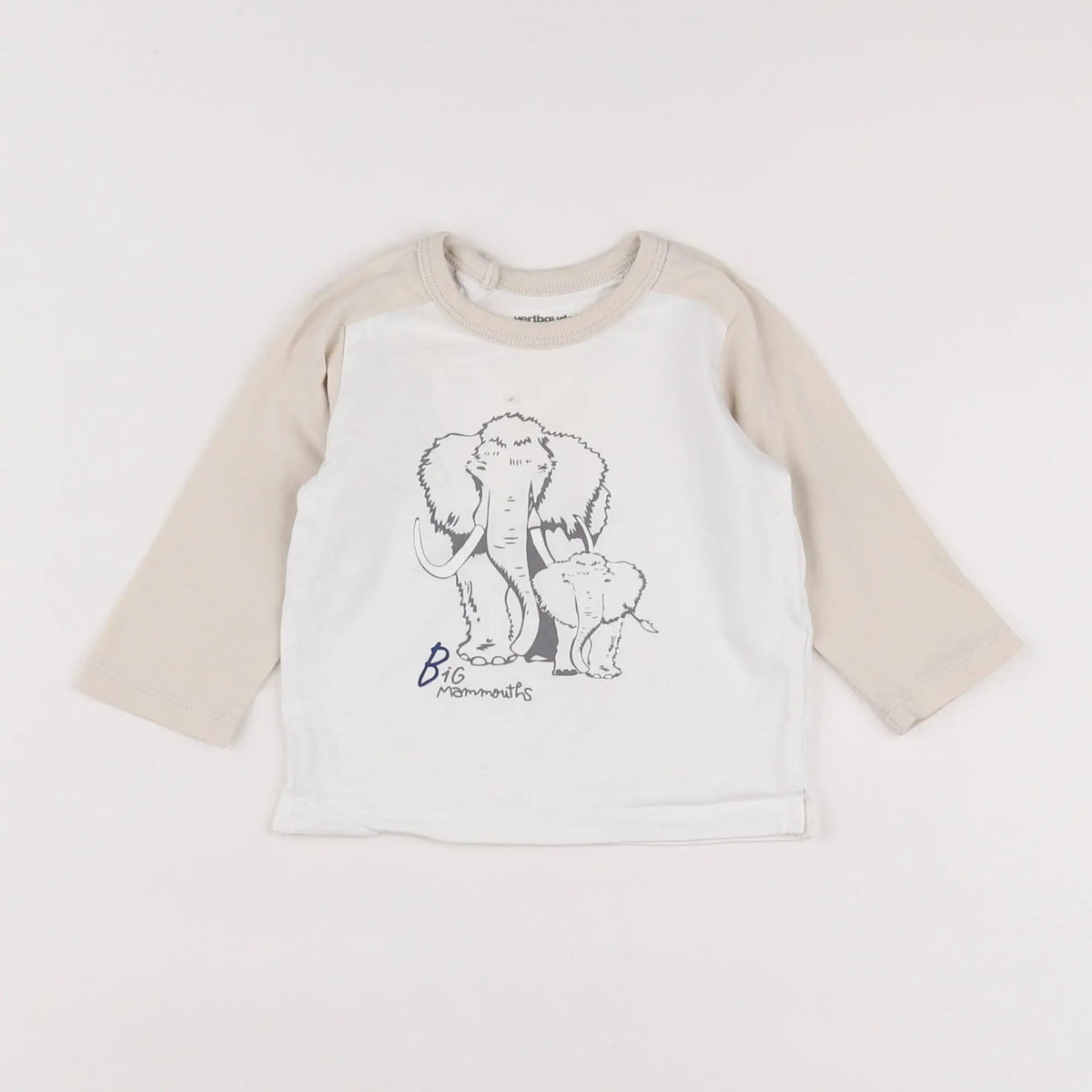 Vertbaudet - tee-shirt blanc, beige - 6 mois