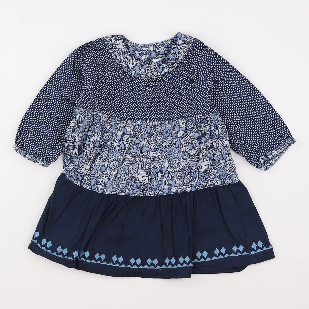 Vertbaudet - robe bleu - 12 mois