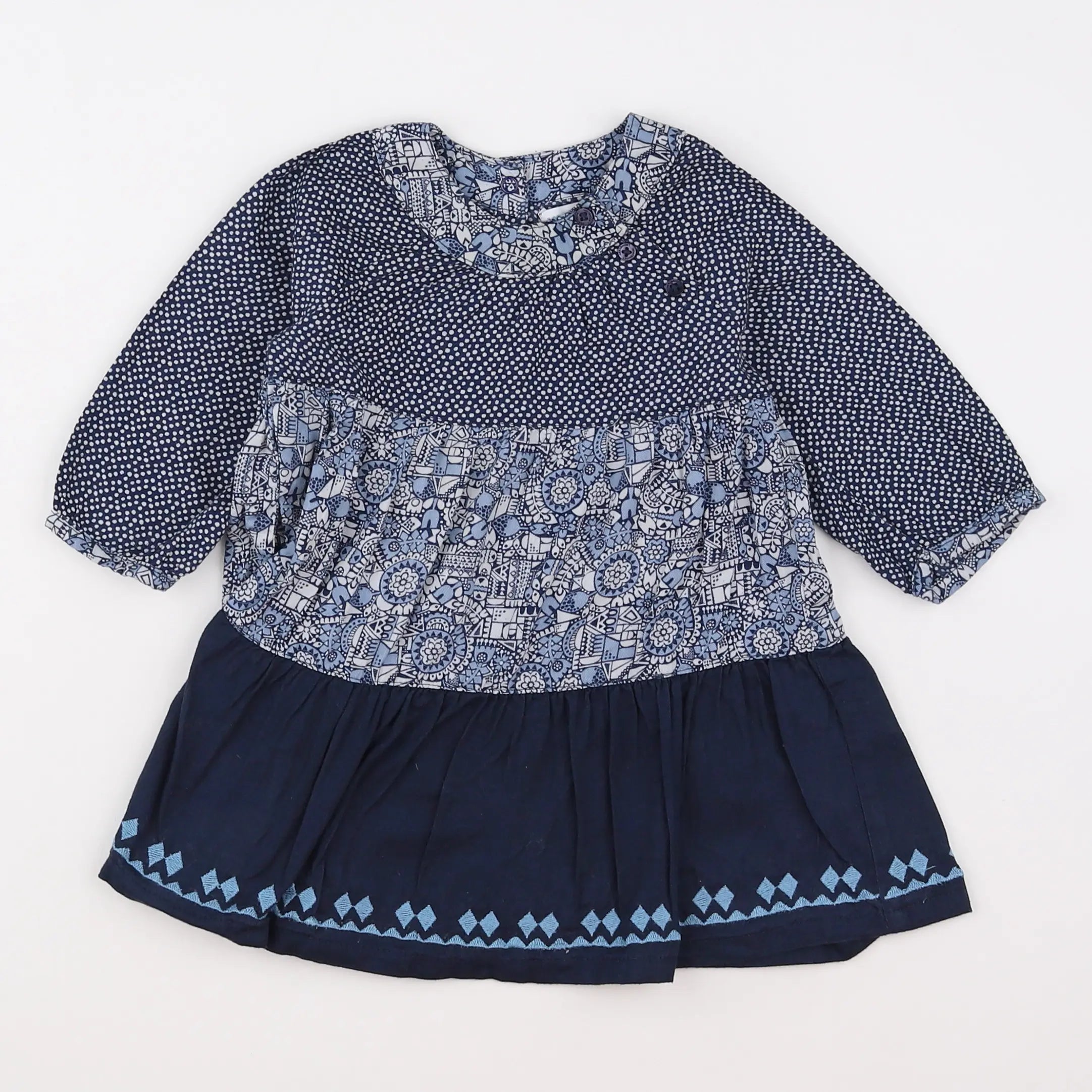 Vertbaudet - robe bleu - 12 mois