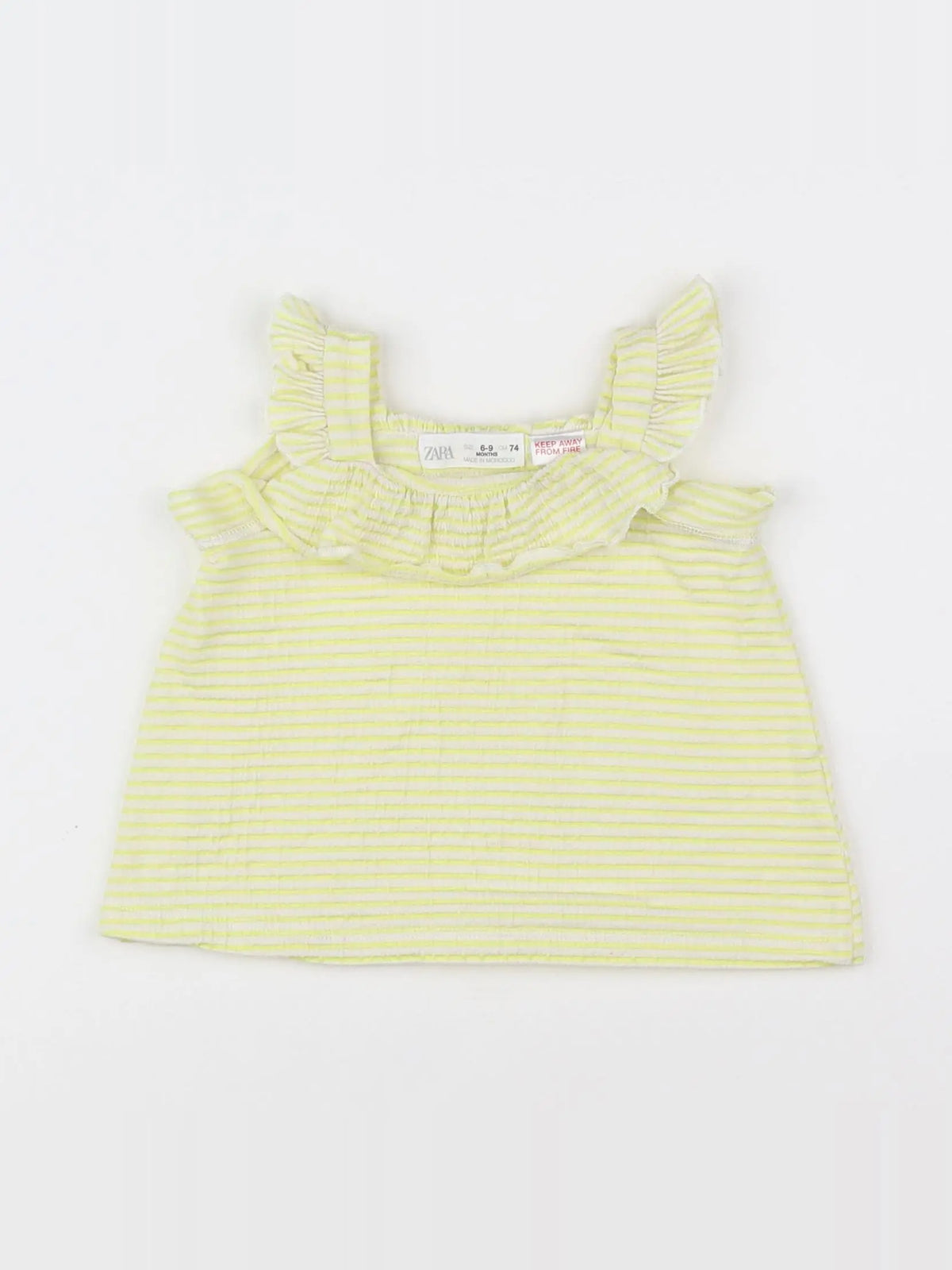 Zara - débardeur jaune, blanc - 6/9 mois