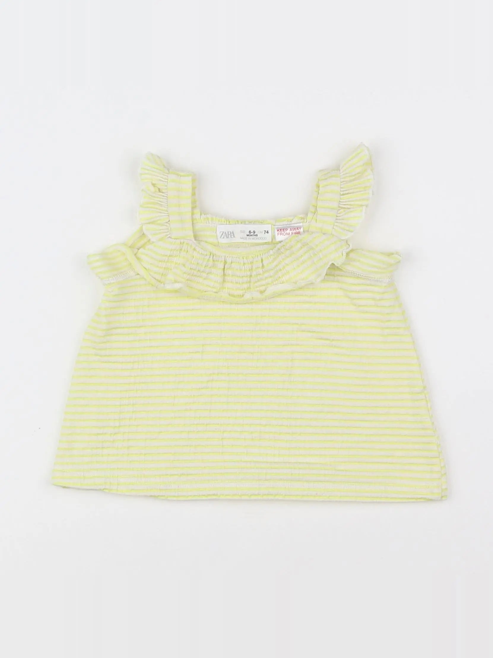 Zara - débardeur jaune, blanc - 6/9 mois