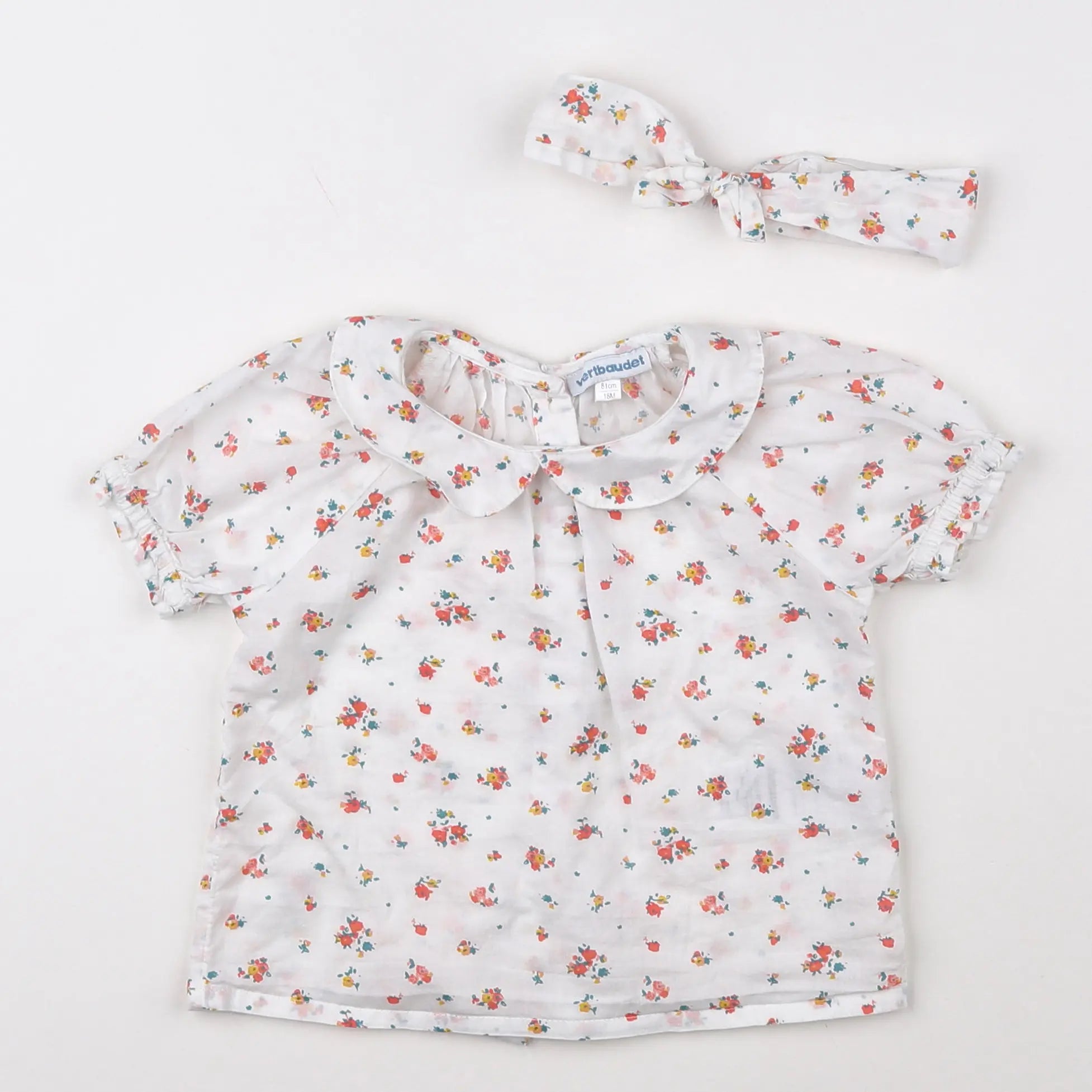Vertbaudet - blouse blanc, rose - 18 mois