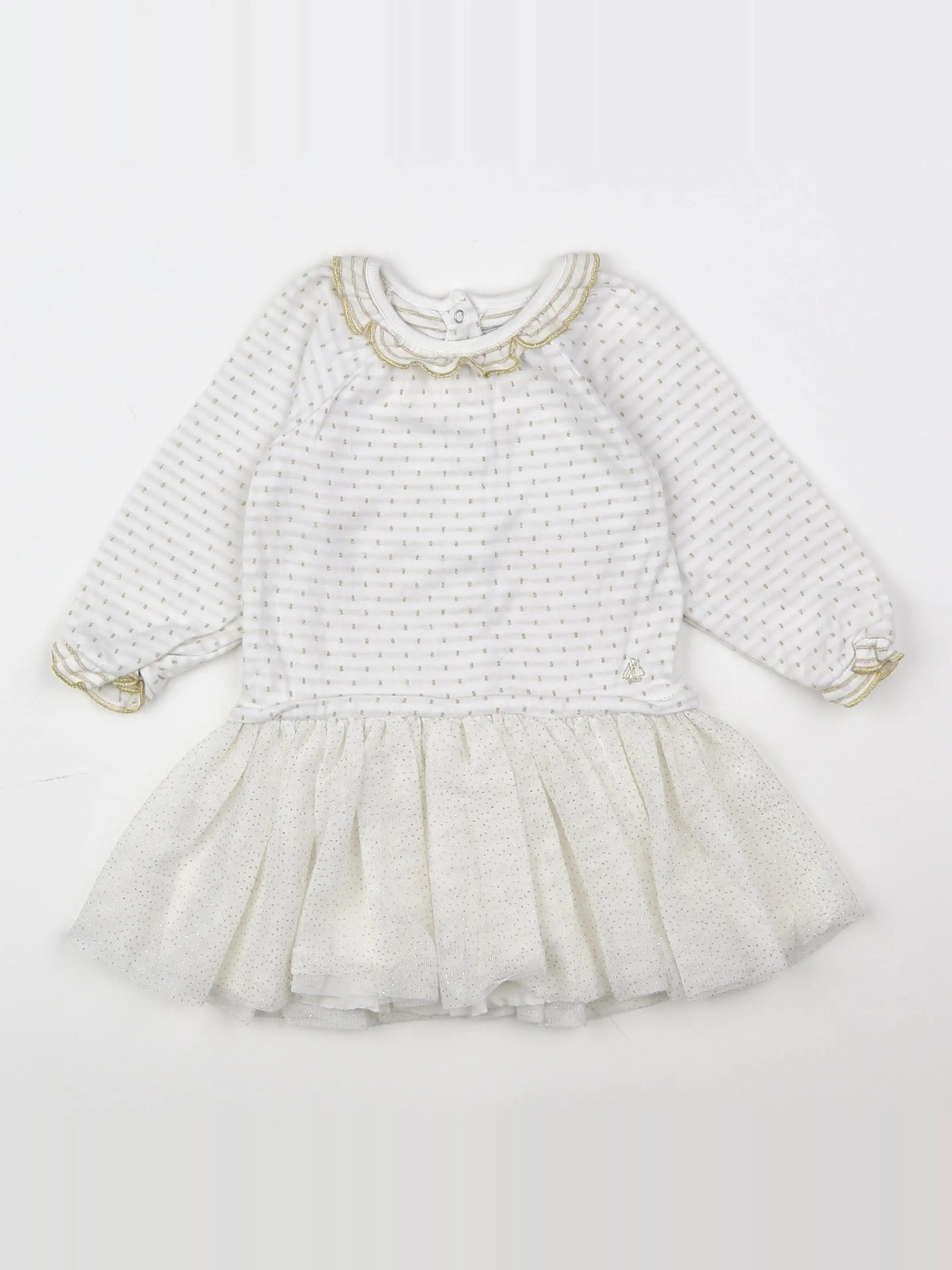 Petit Bateau - robe blanc - 12 mois