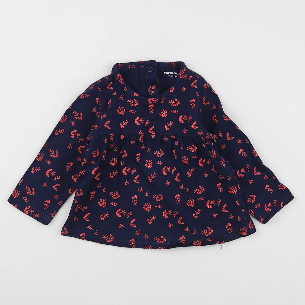 Vertbaudet - tee-shirt bleu, rouge - 3 mois
