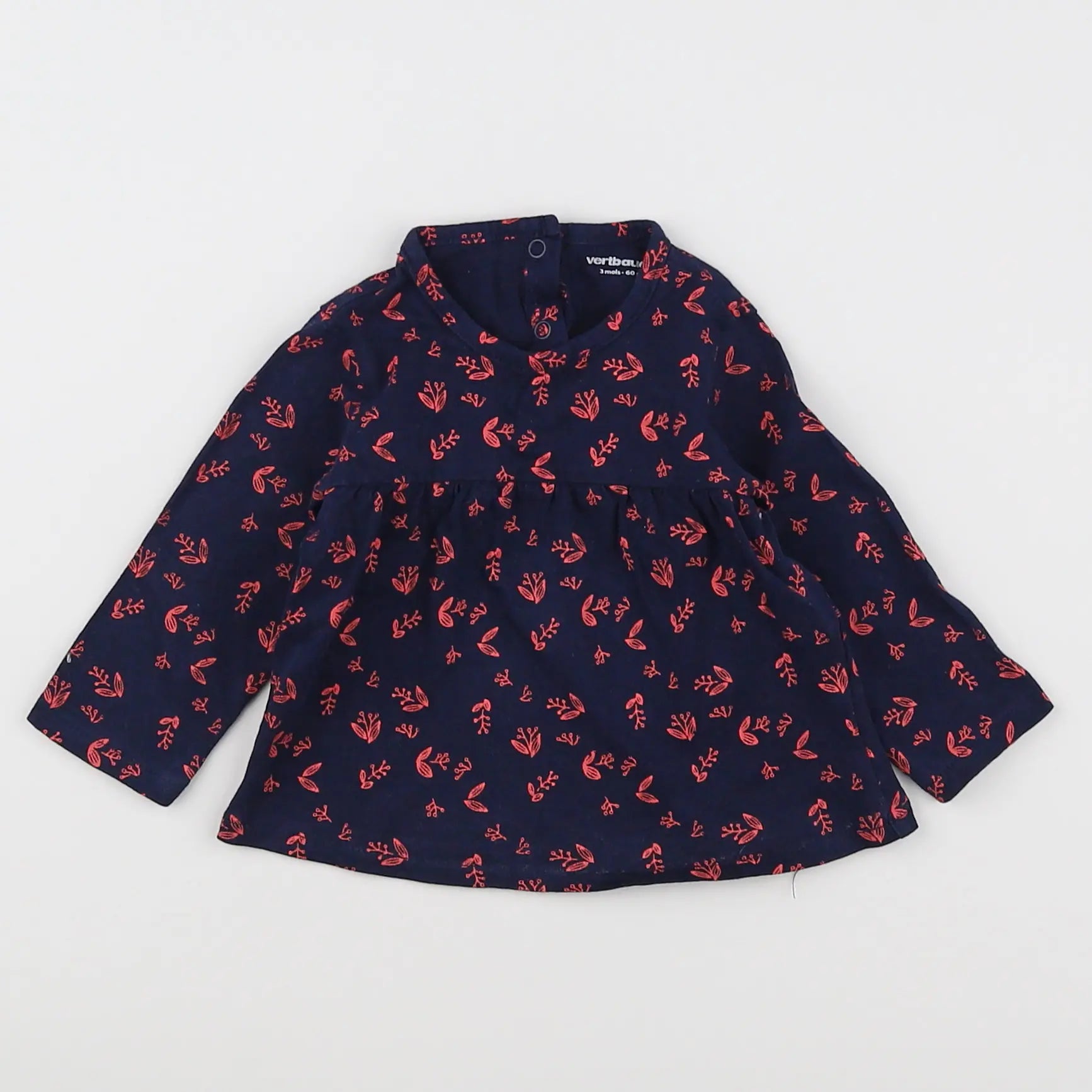 Vertbaudet - tee-shirt bleu, rouge - 3 mois