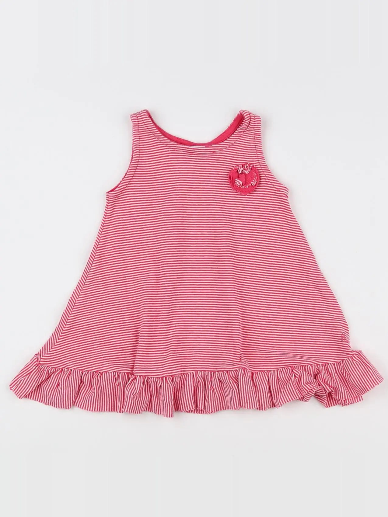 Petit Bateau - robe blanc, rose - 12 mois