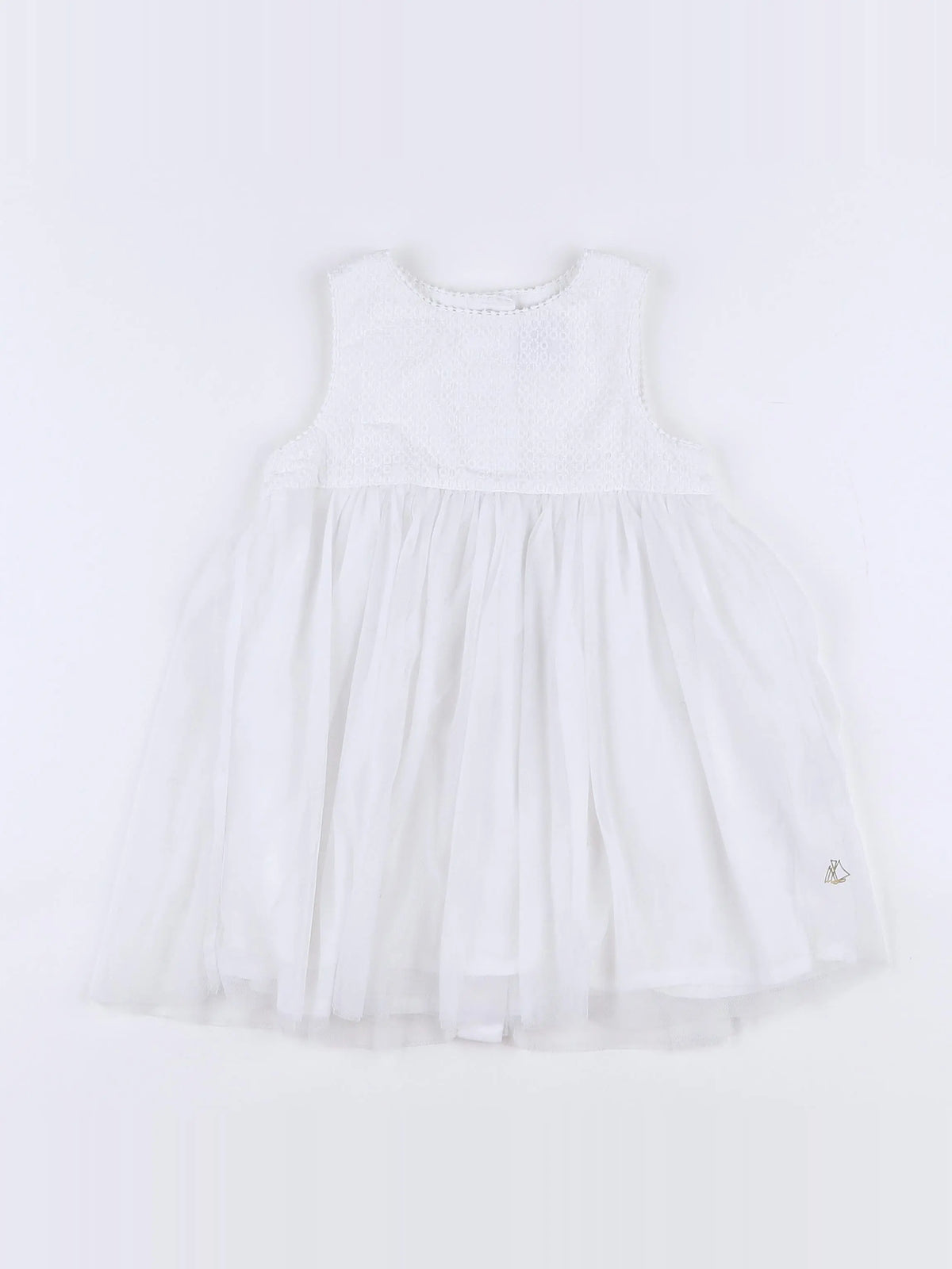 Petit Bateau - robe blanc - 12 mois