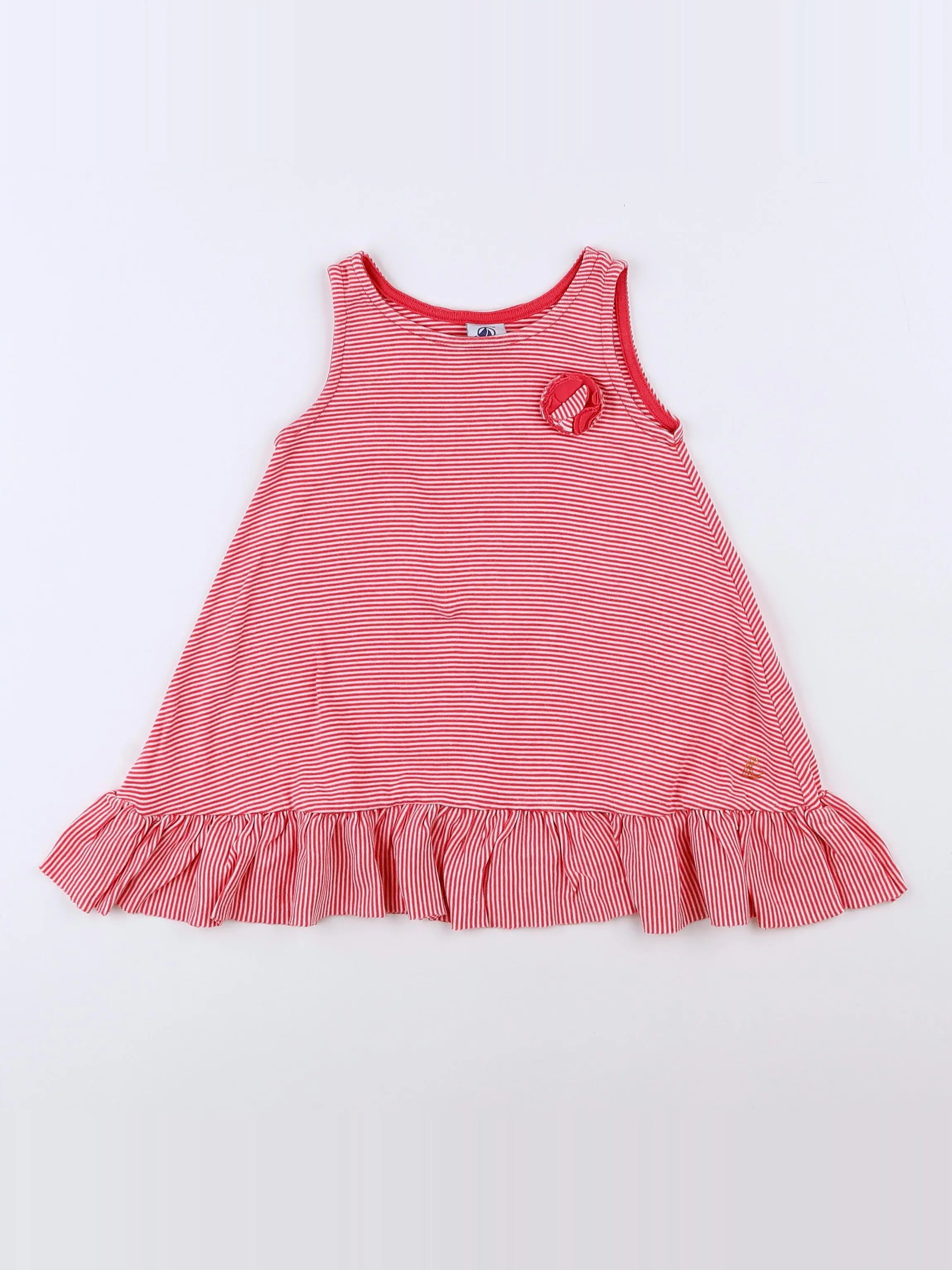 Petit Bateau - robe blanc, rose - 18 mois