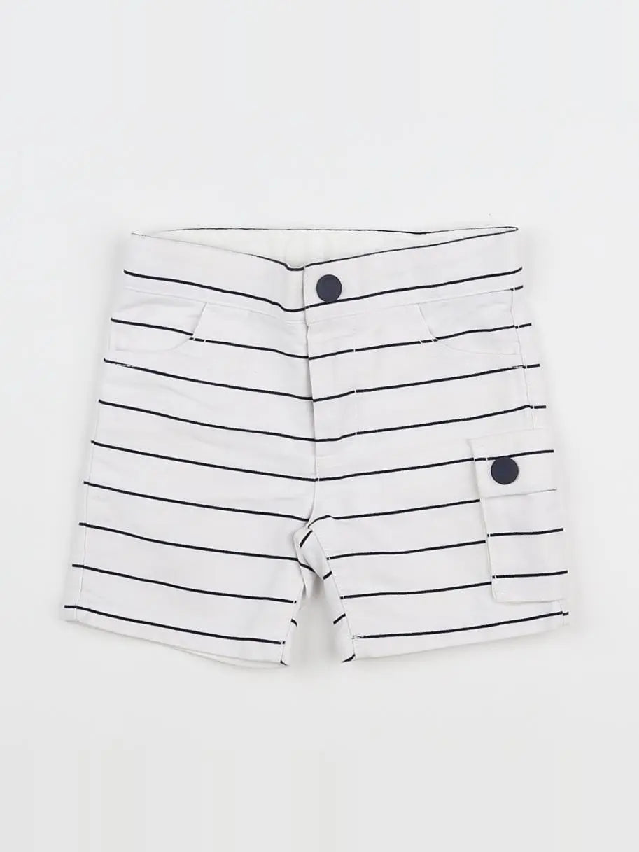 Jacadi - short blanc, bleu - 6 mois