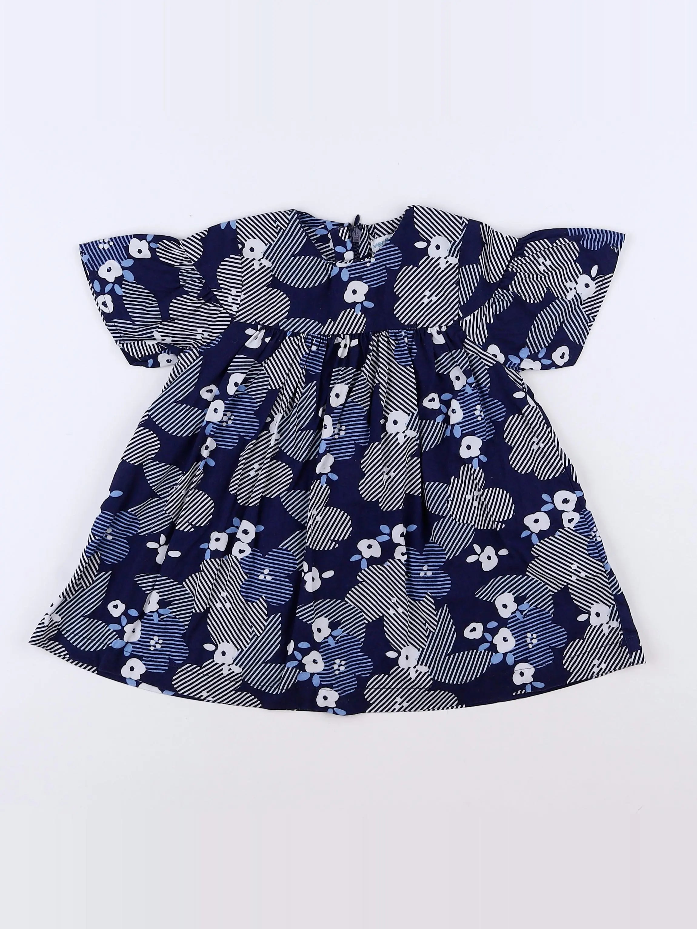 Vertbaudet - robe bleu, blanc - 18 mois