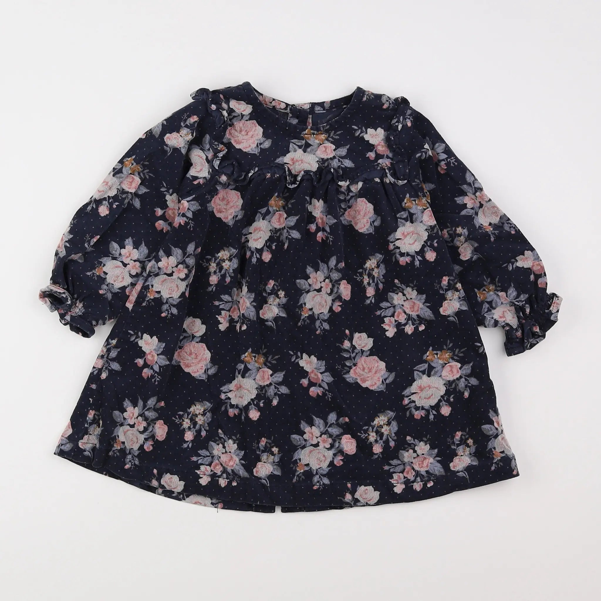 Vertbaudet - robe bleu, rose - 9 mois