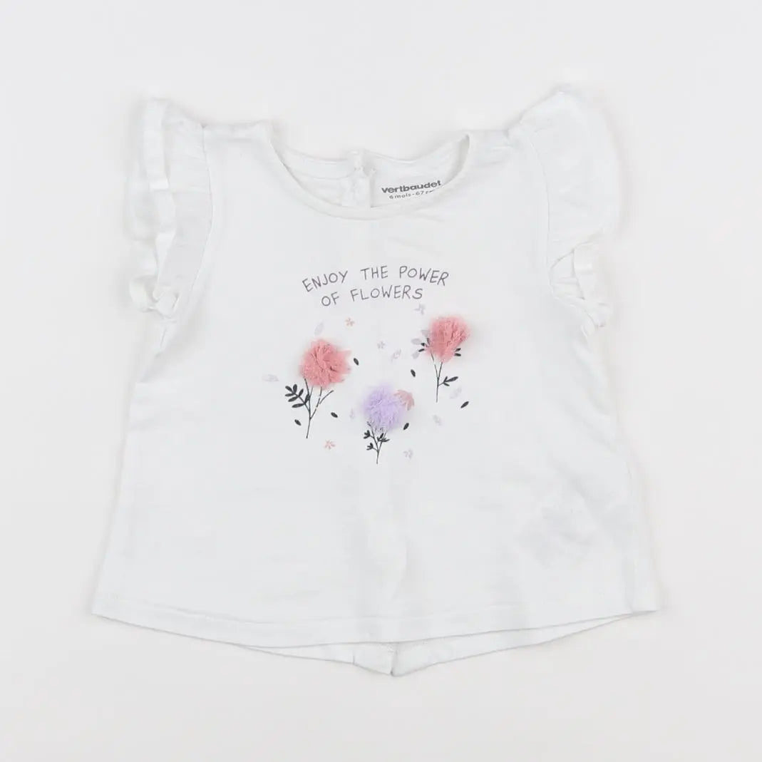 Vertbaudet - tee-shirt blanc - 6 mois