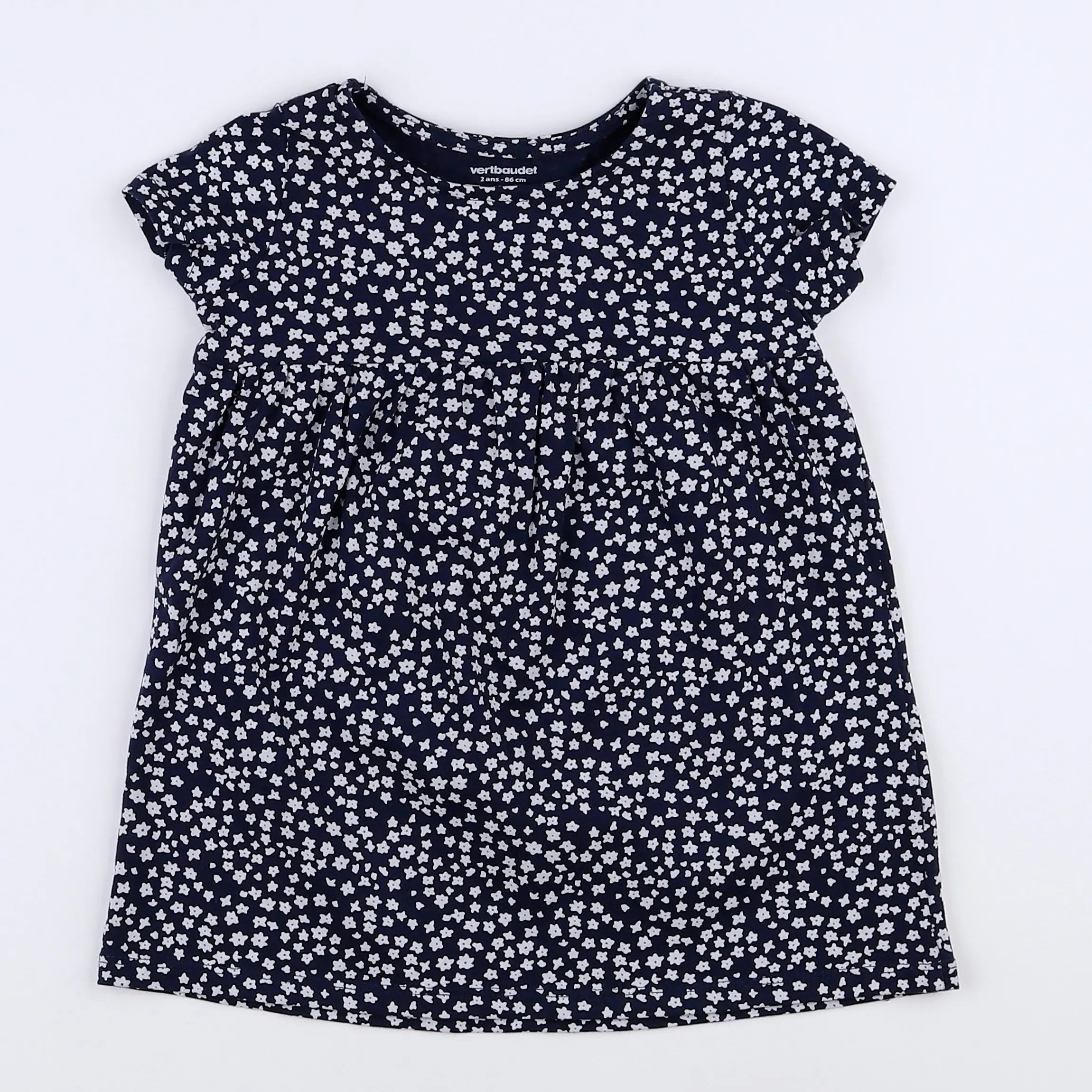 Vertbaudet - robe bleu, blanc - 2 ans