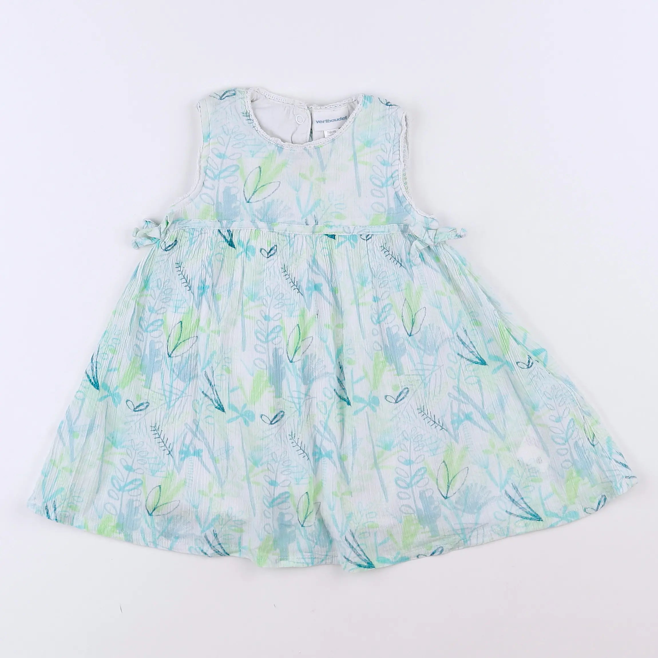 Vertbaudet - robe bleu, vert - 12 mois