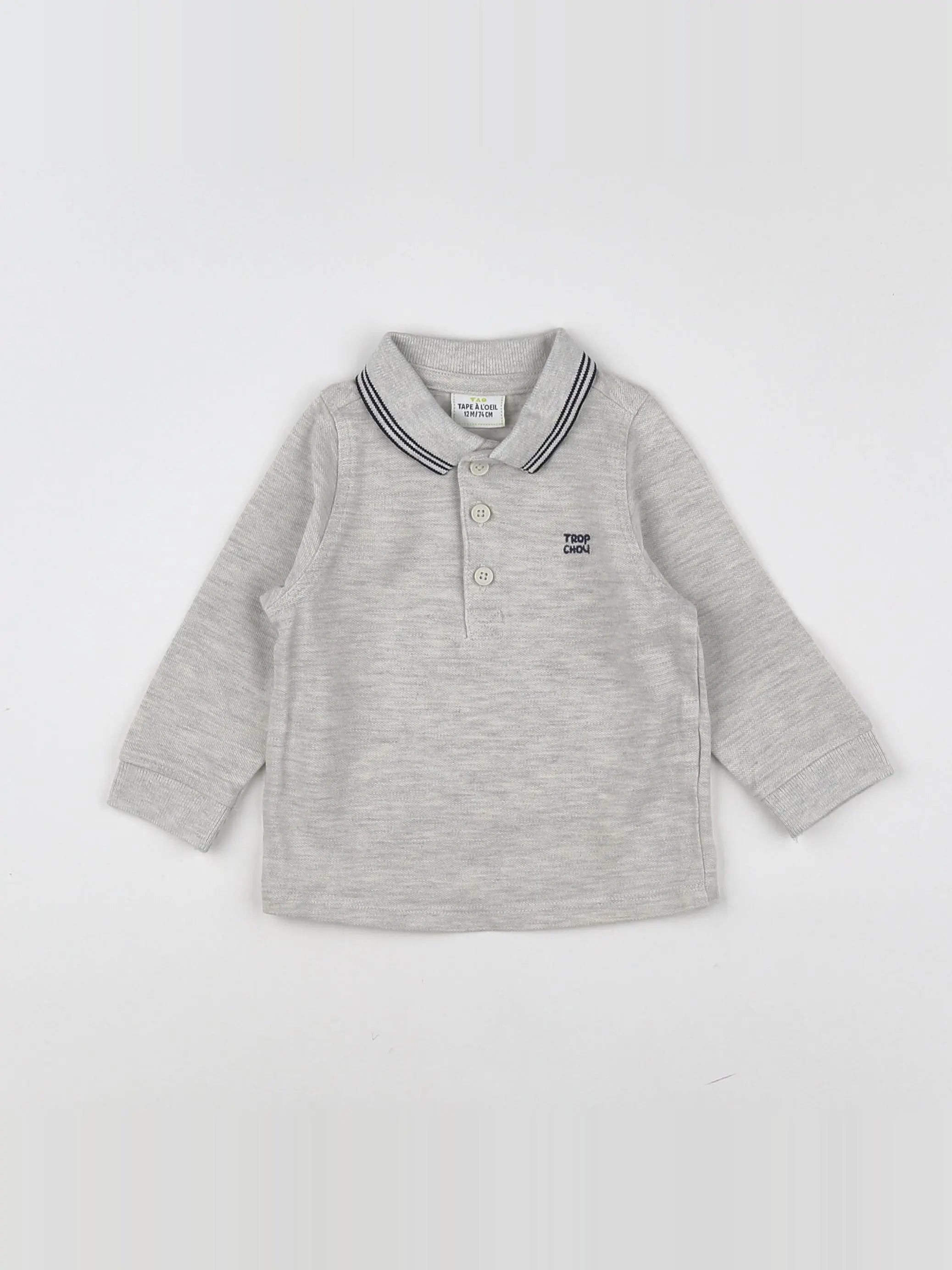 Tape à l'oeil - polo gris, bleu - 12 mois
