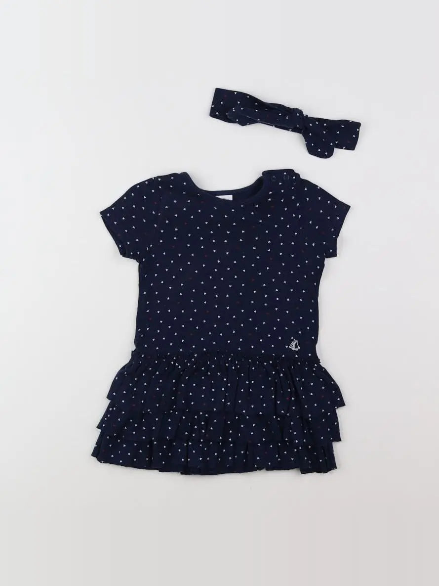 Petit Bateau - robe bleu - 12 mois