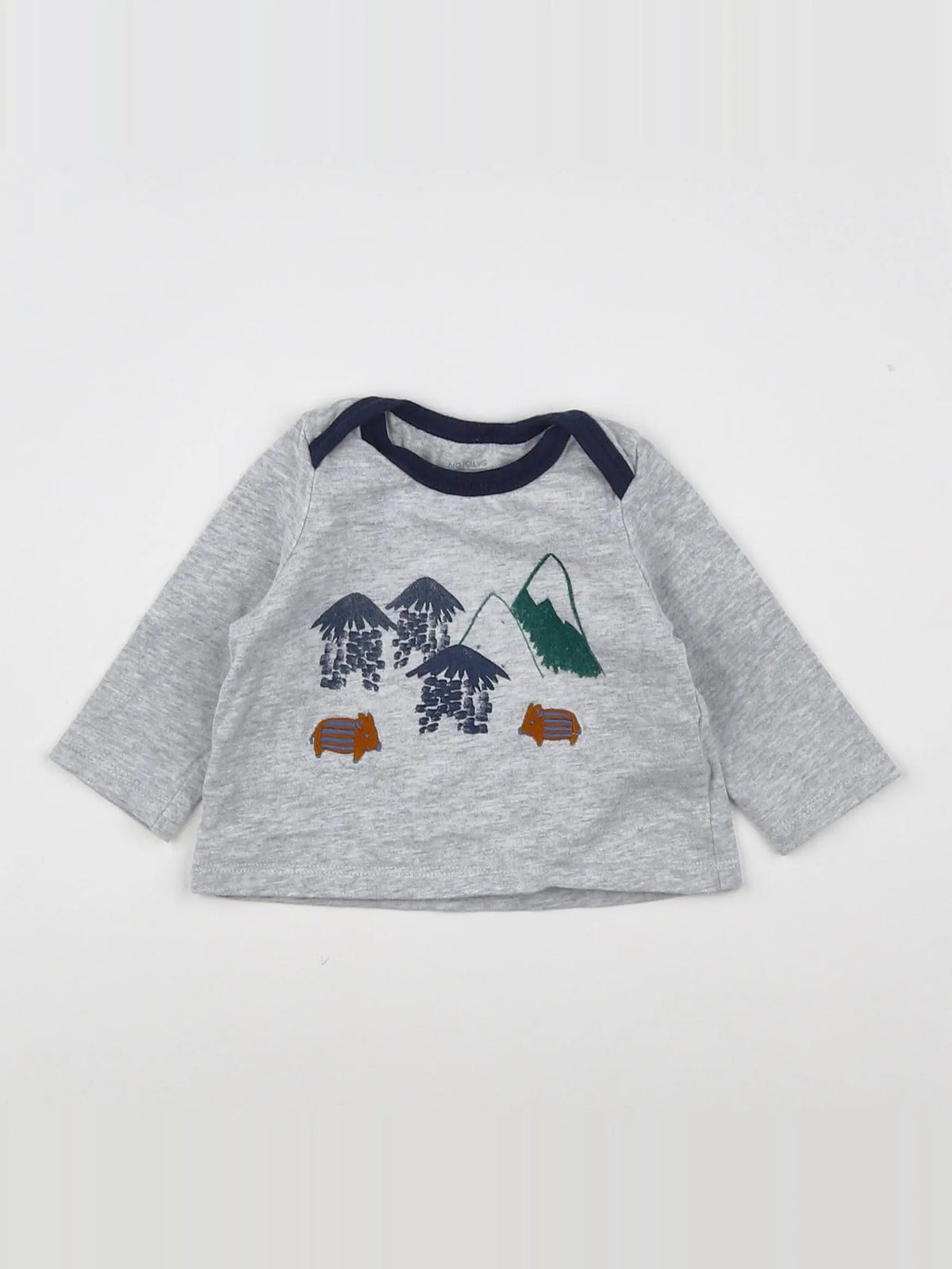 Natalys - tee-shirt gris, multicolore - 3 mois