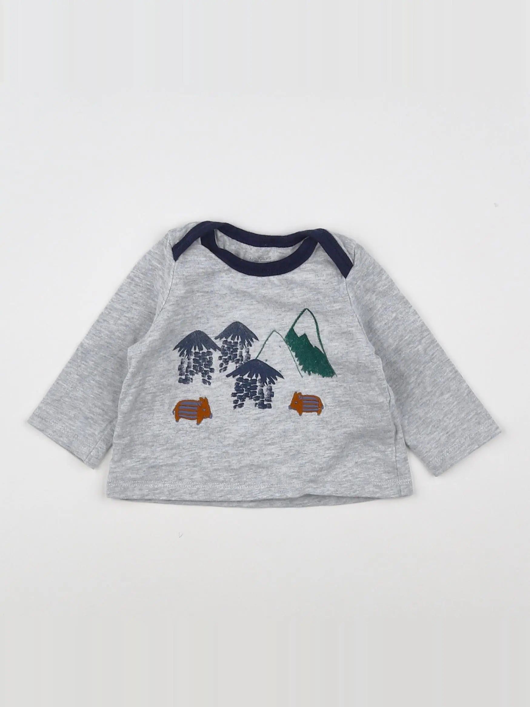 Natalys - tee-shirt gris, multicolore - 3 mois