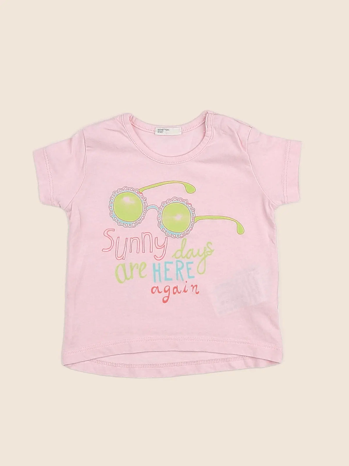 Benetton - tee-shirt rose - 3/6 mois