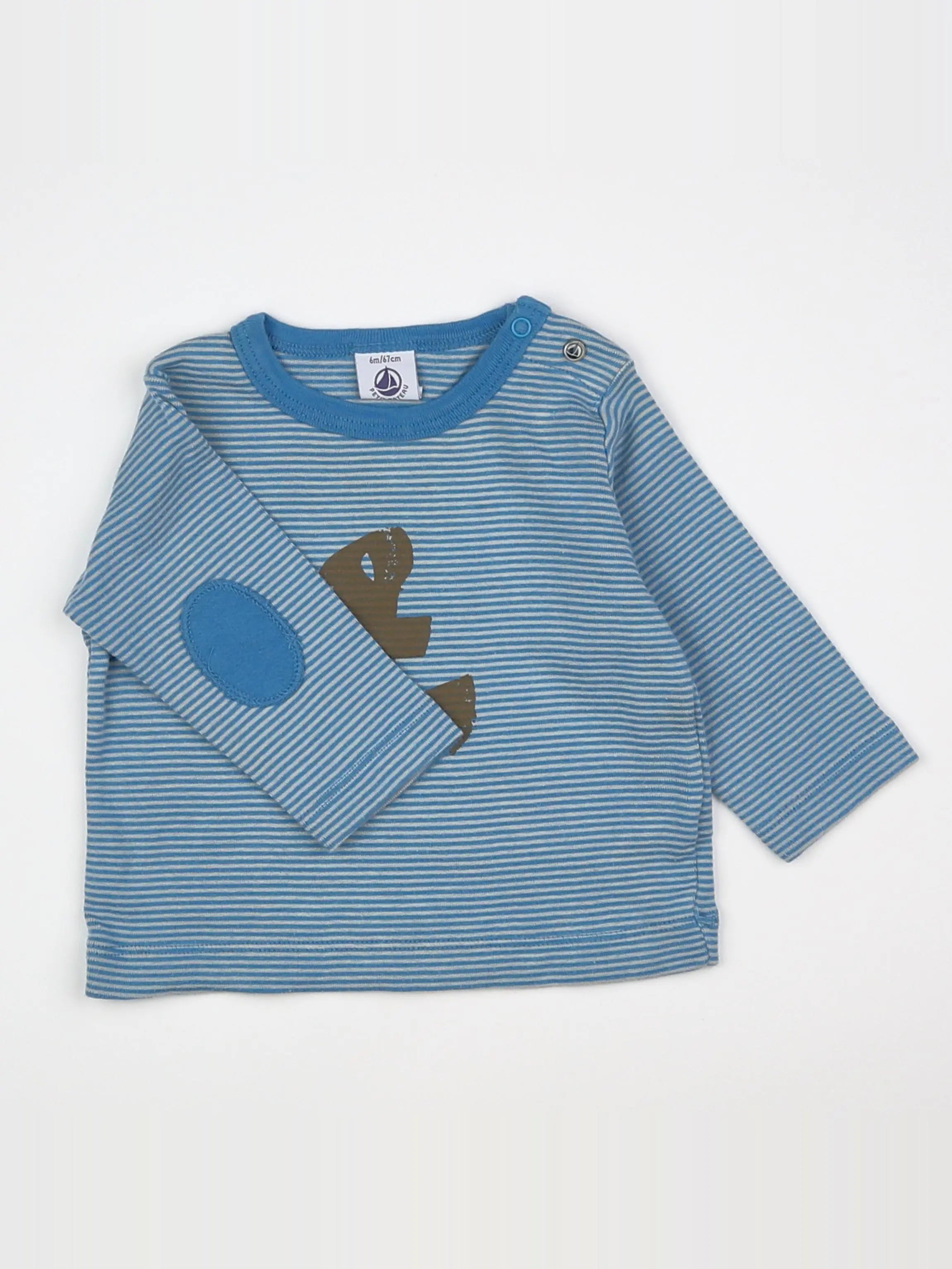 Petit Bateau - tee-shirt bleu - 6 mois