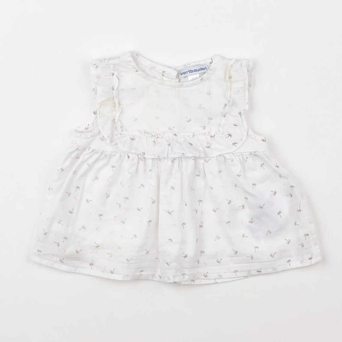 Vertbaudet - blouse blanc, rose - 3 mois