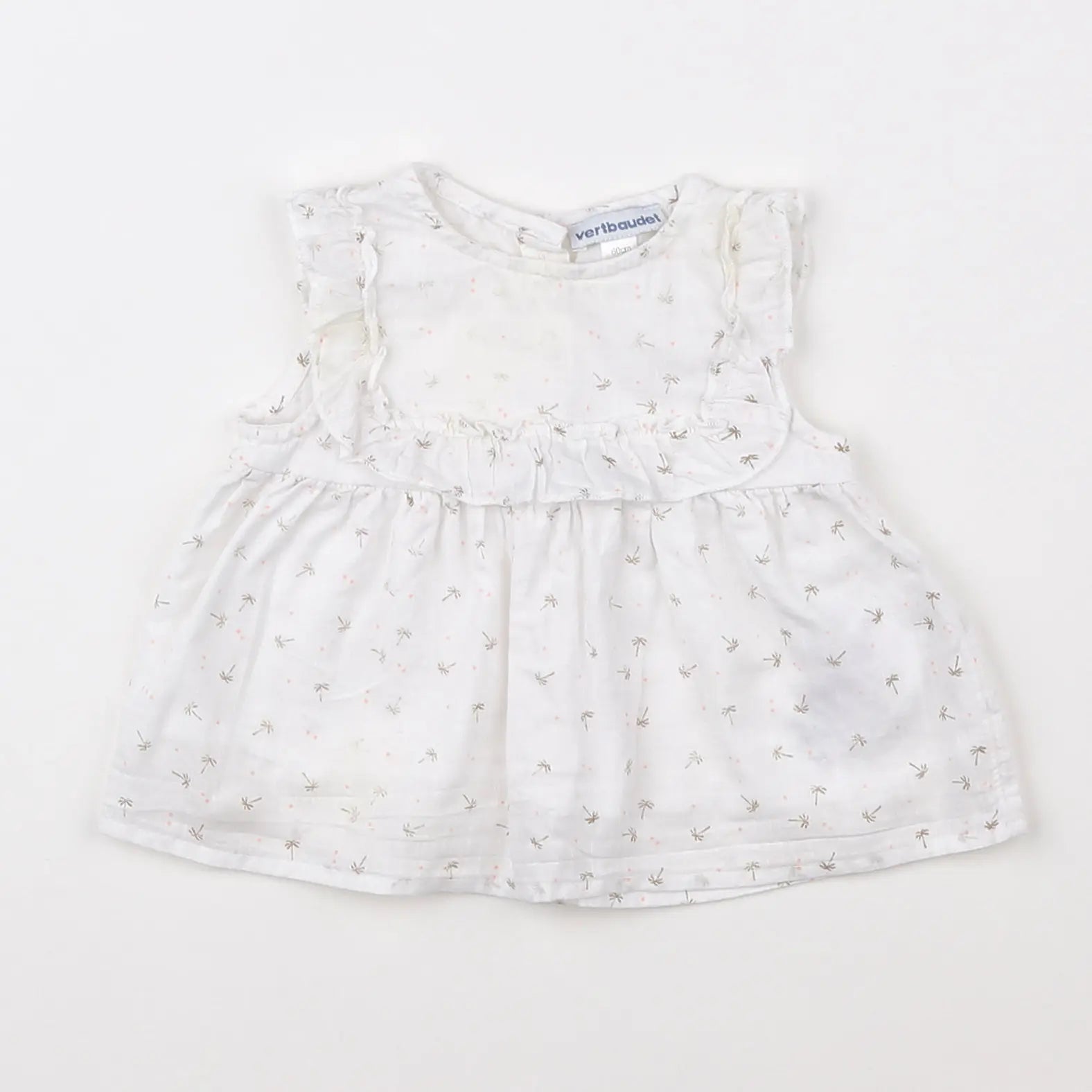 Vertbaudet - blouse blanc, rose - 3 mois
