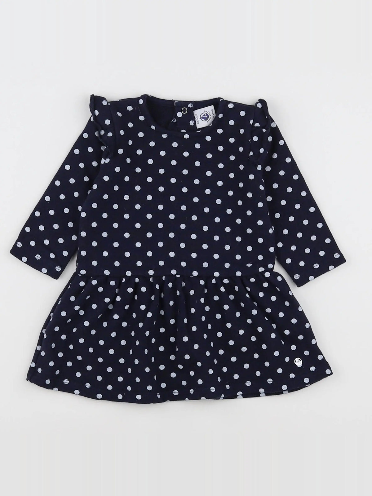 Petit Bateau - robe bleu, blanc - 6 mois