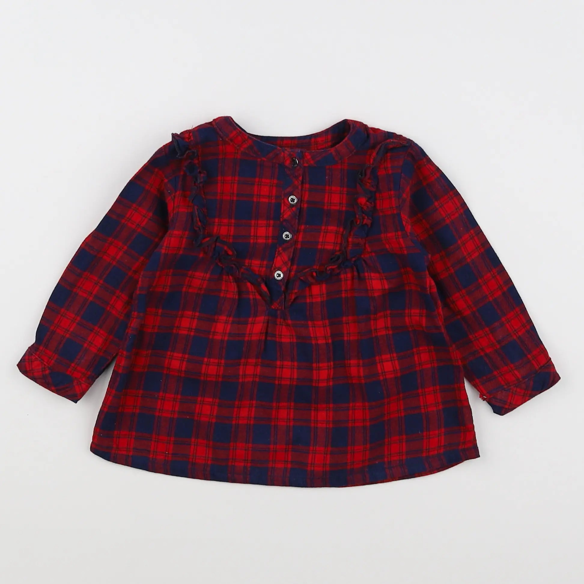 Vertbaudet - blouse bleu, rouge - 6 mois