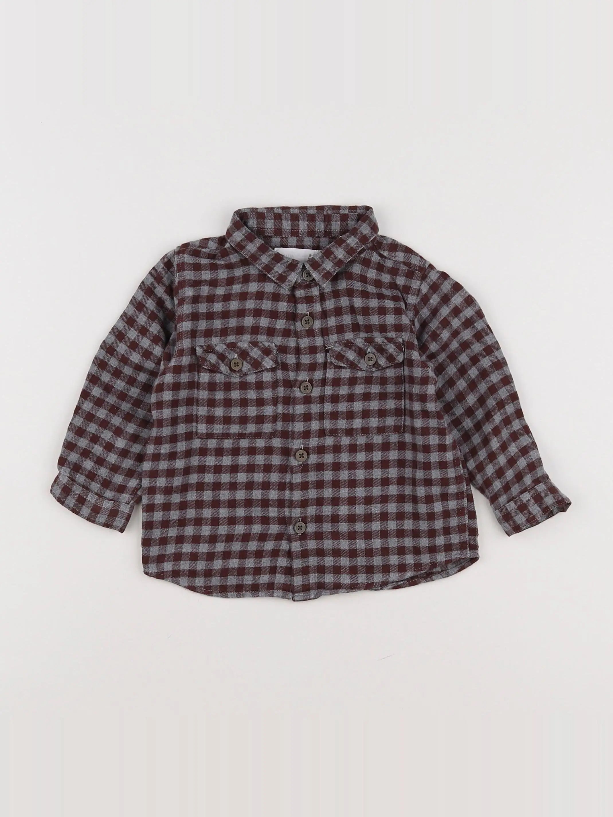Zara - chemise gris, rouge - 9/12 mois