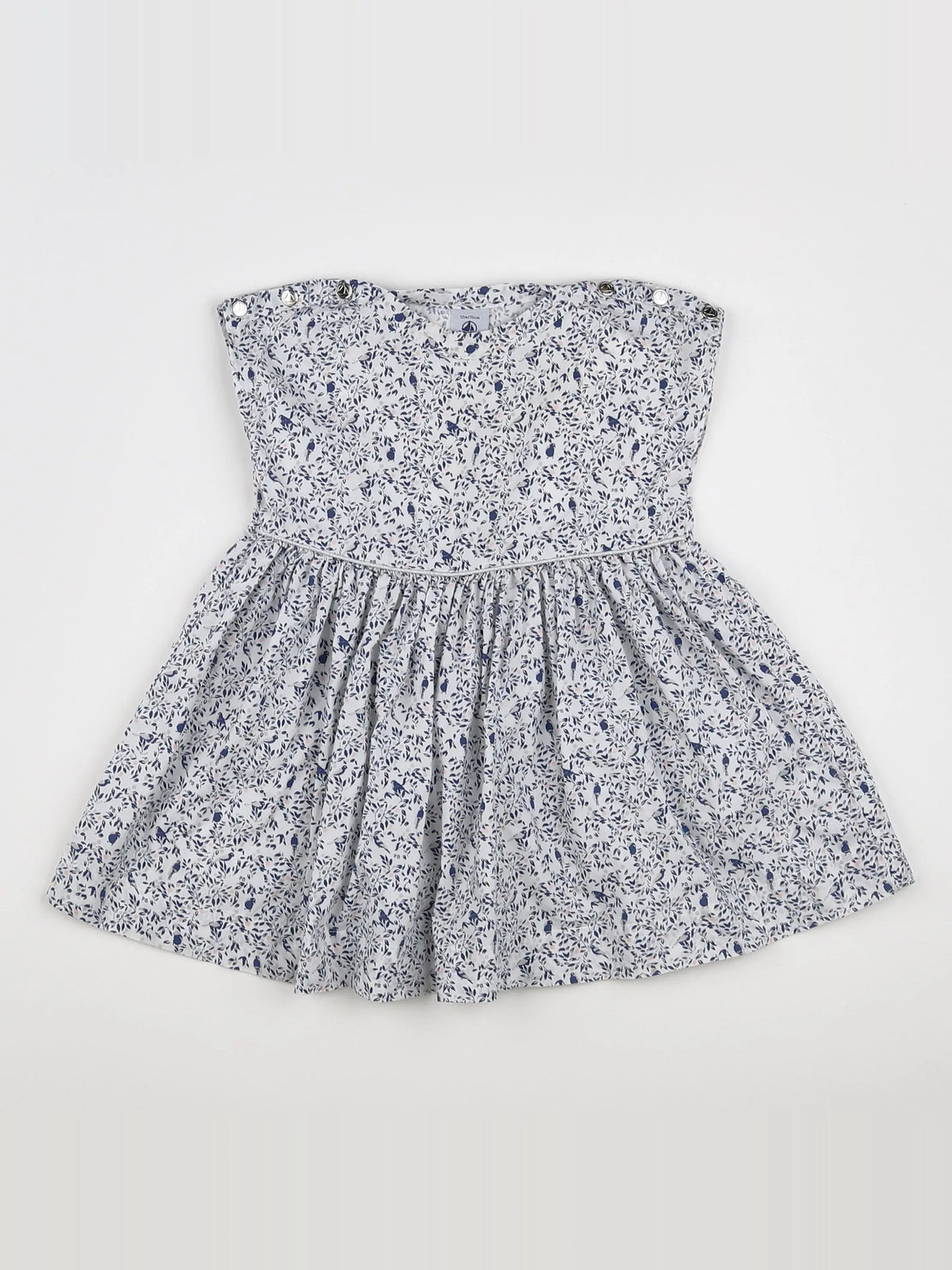 Petit Bateau - robe blanc, bleu - 12 mois