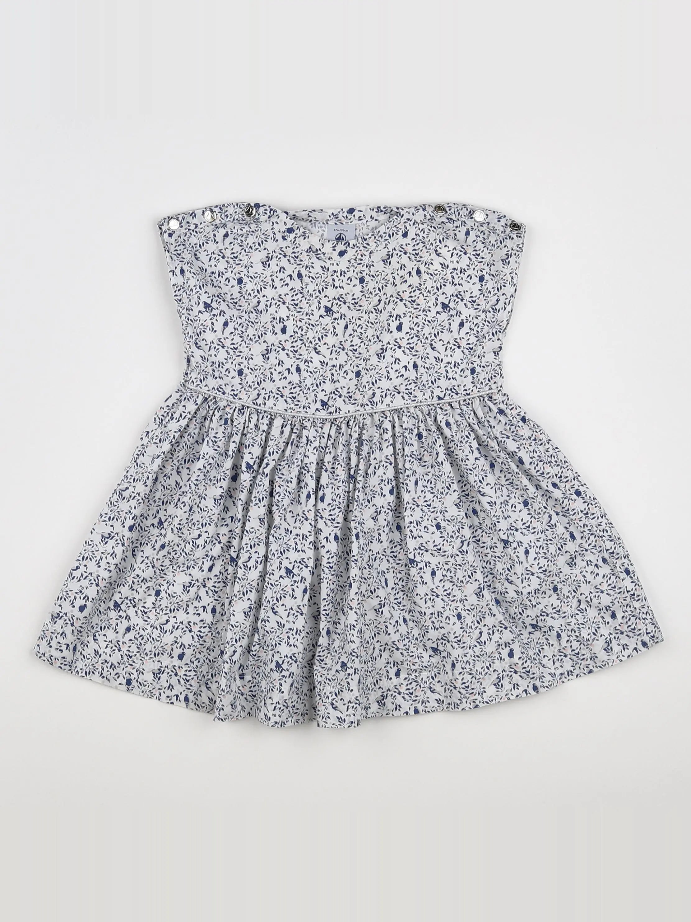 Petit Bateau - robe blanc, bleu - 12 mois