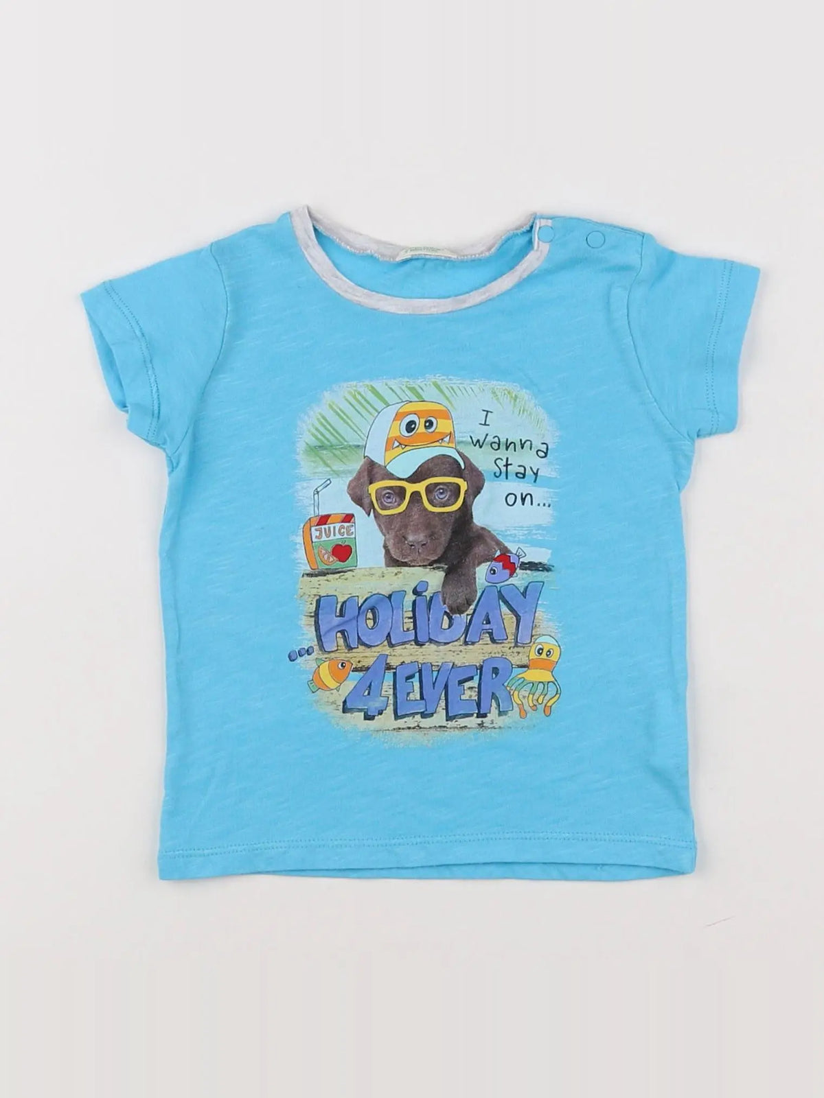 Benetton - tee-shirt bleu - 12 mois