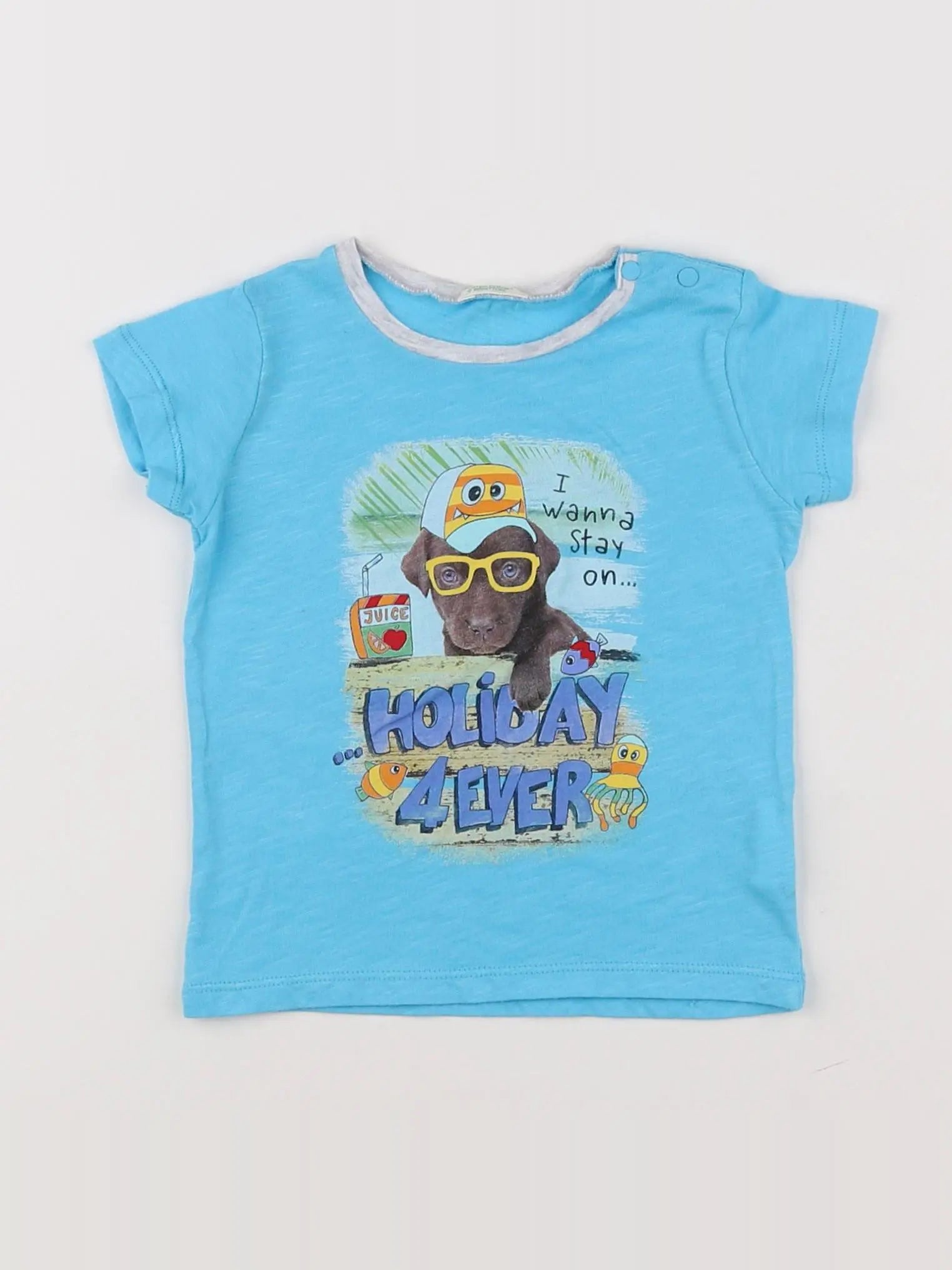 Benetton - tee-shirt bleu - 12 mois