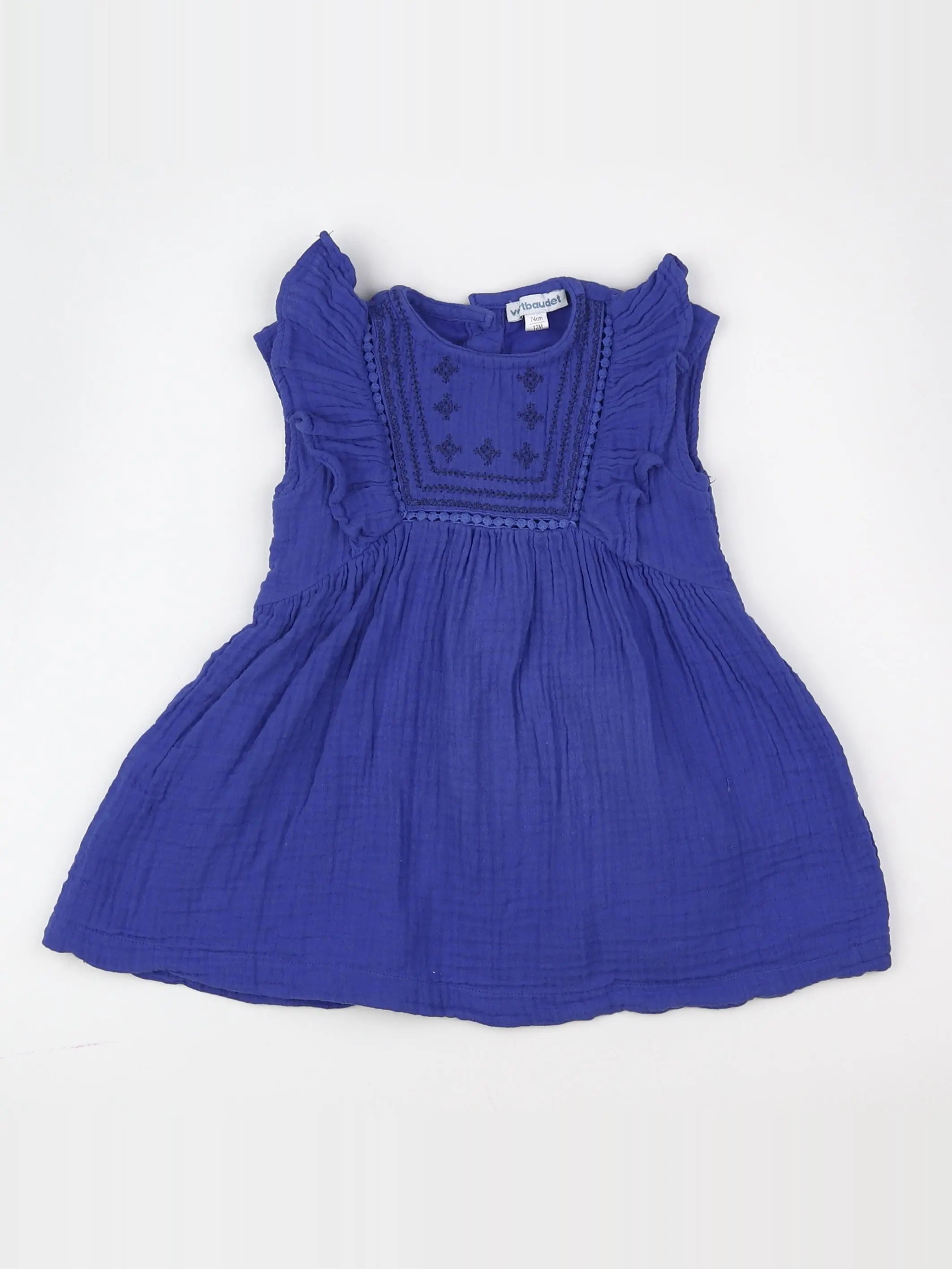 Vertbaudet - robe bleu - 12 mois