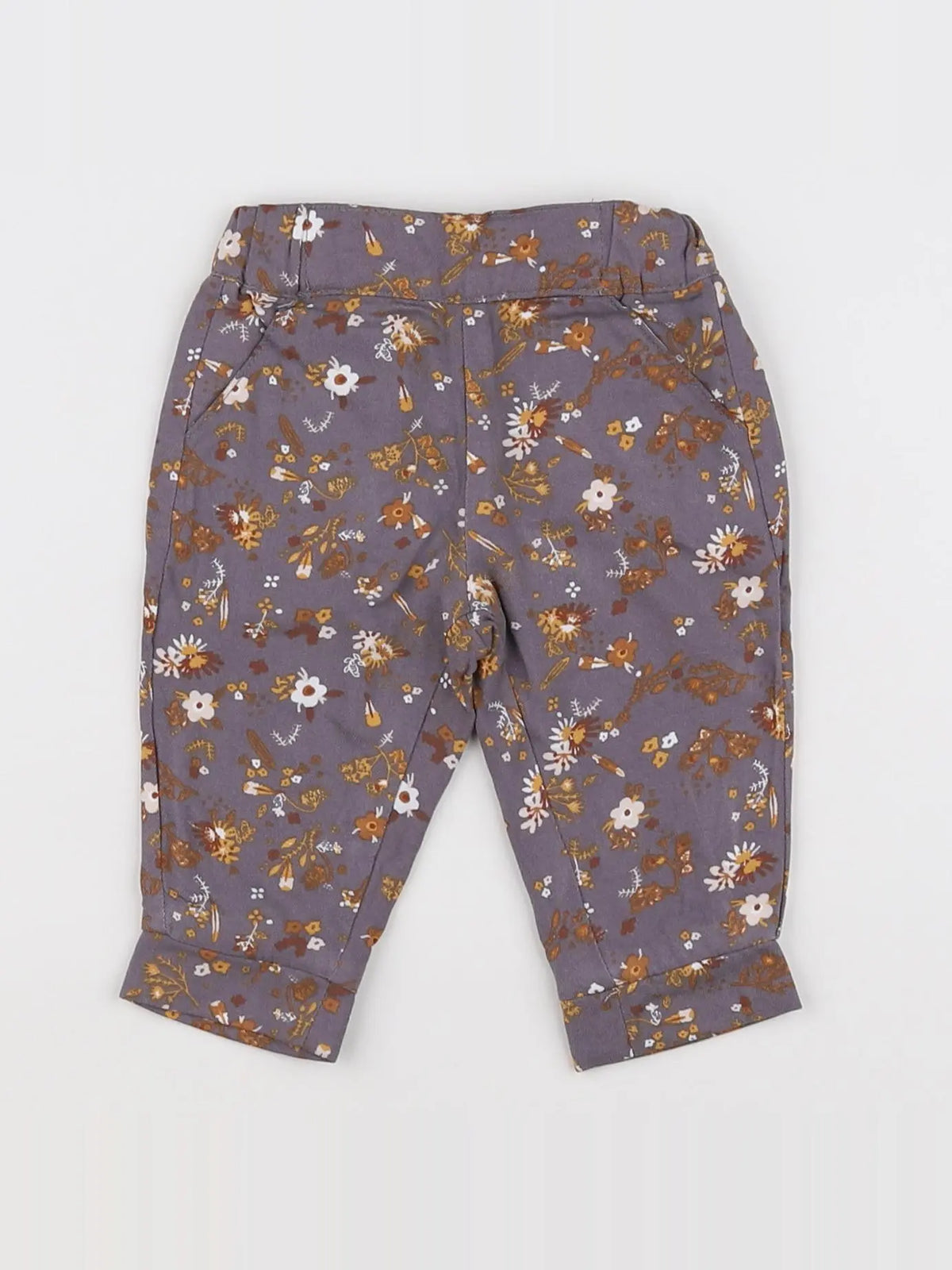 Vertbaudet - pantalon gris, orange - 3 mois