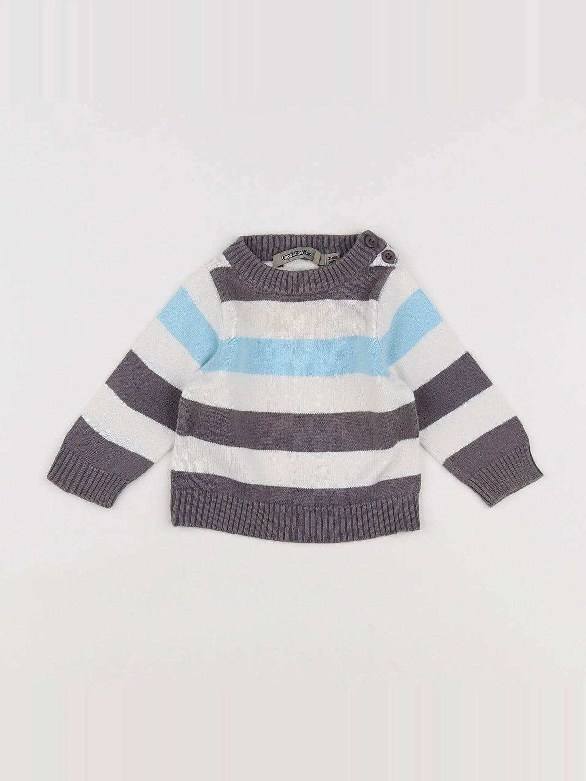 Tape à l'oeil - pull blanc, bleu, taupe - 3 mois