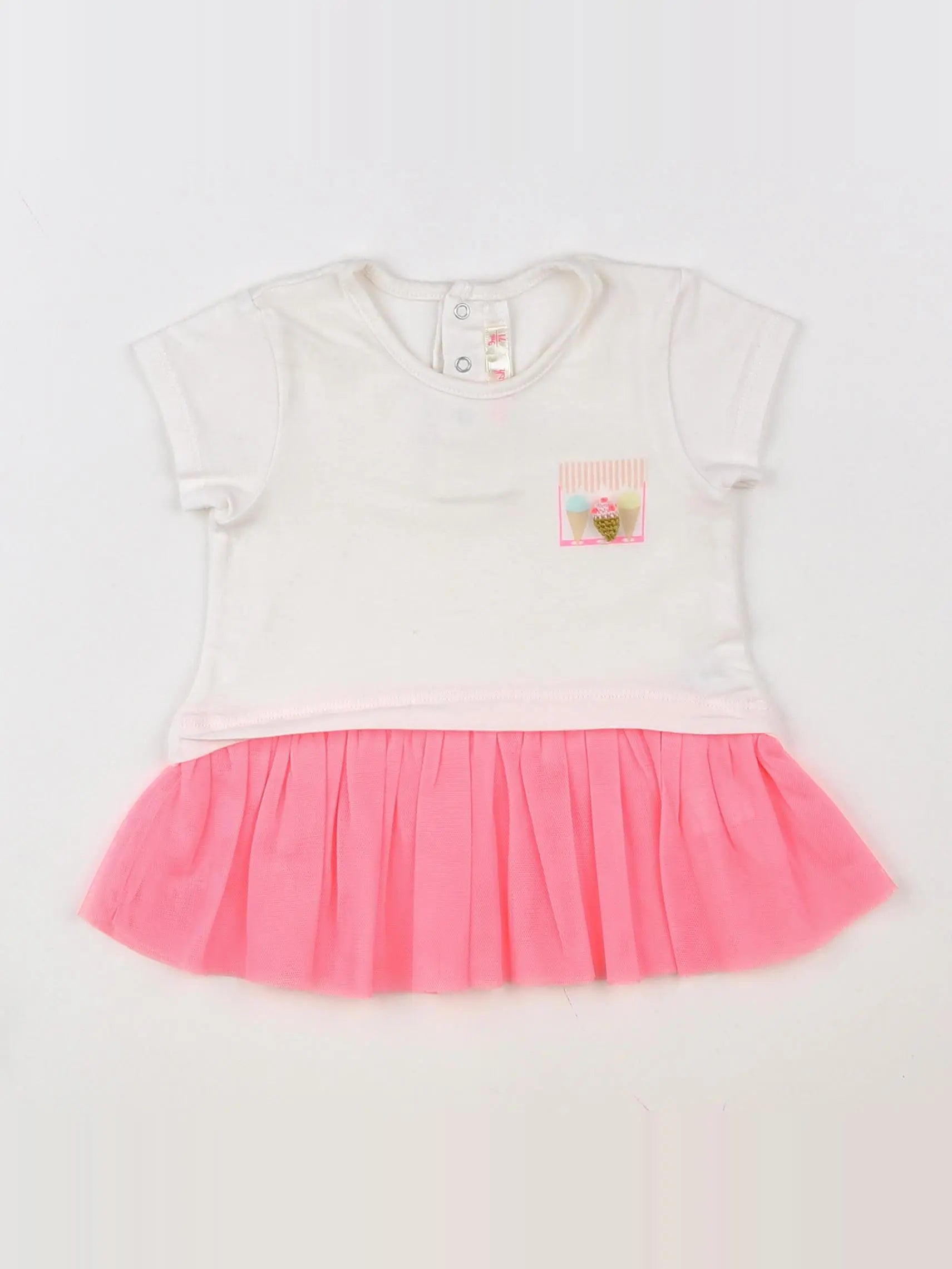 Billie Blush - tee-shirt blanc, rose - 9 mois