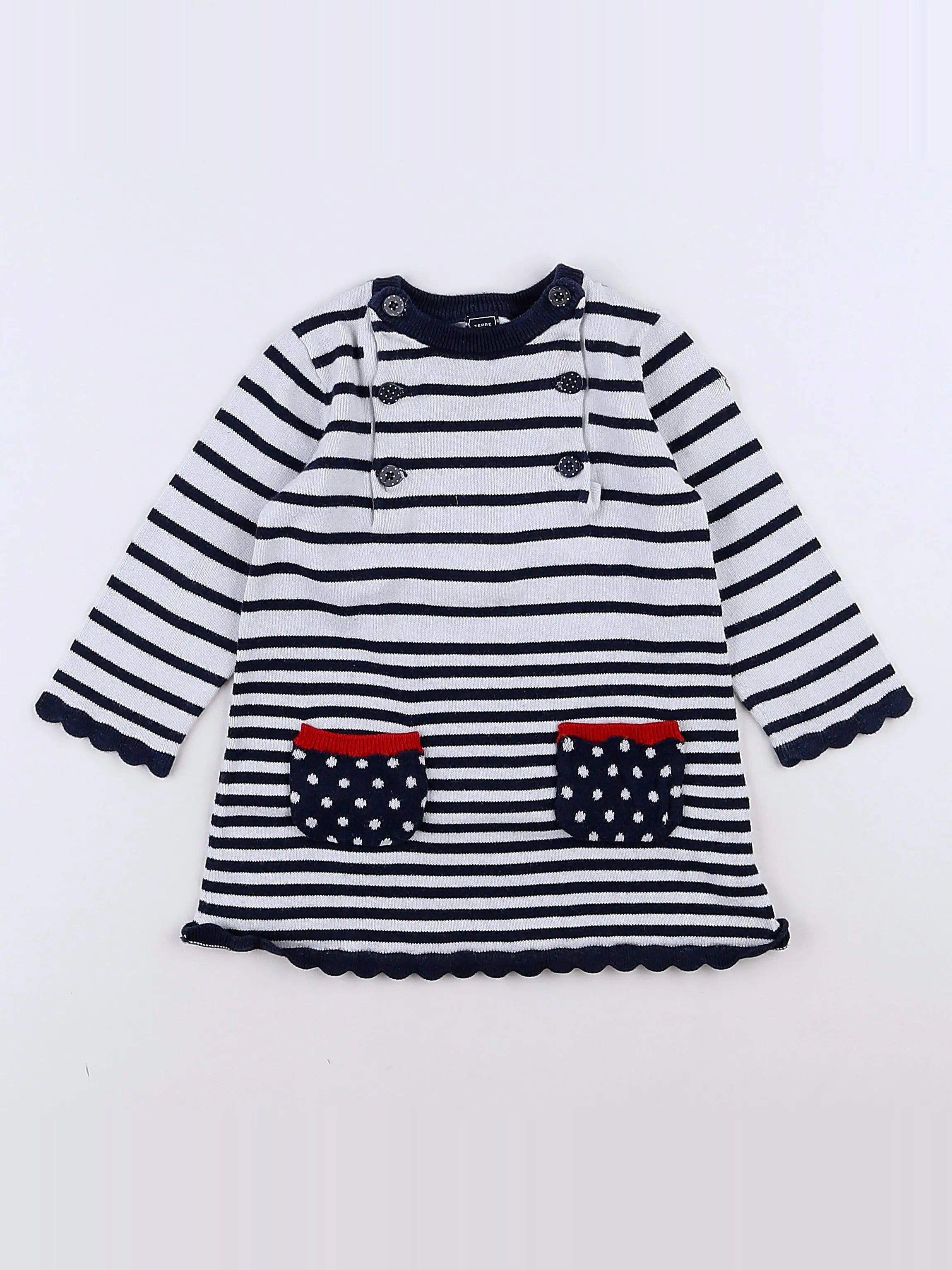 Terre de marins - robe blanc, bleu - 12 mois