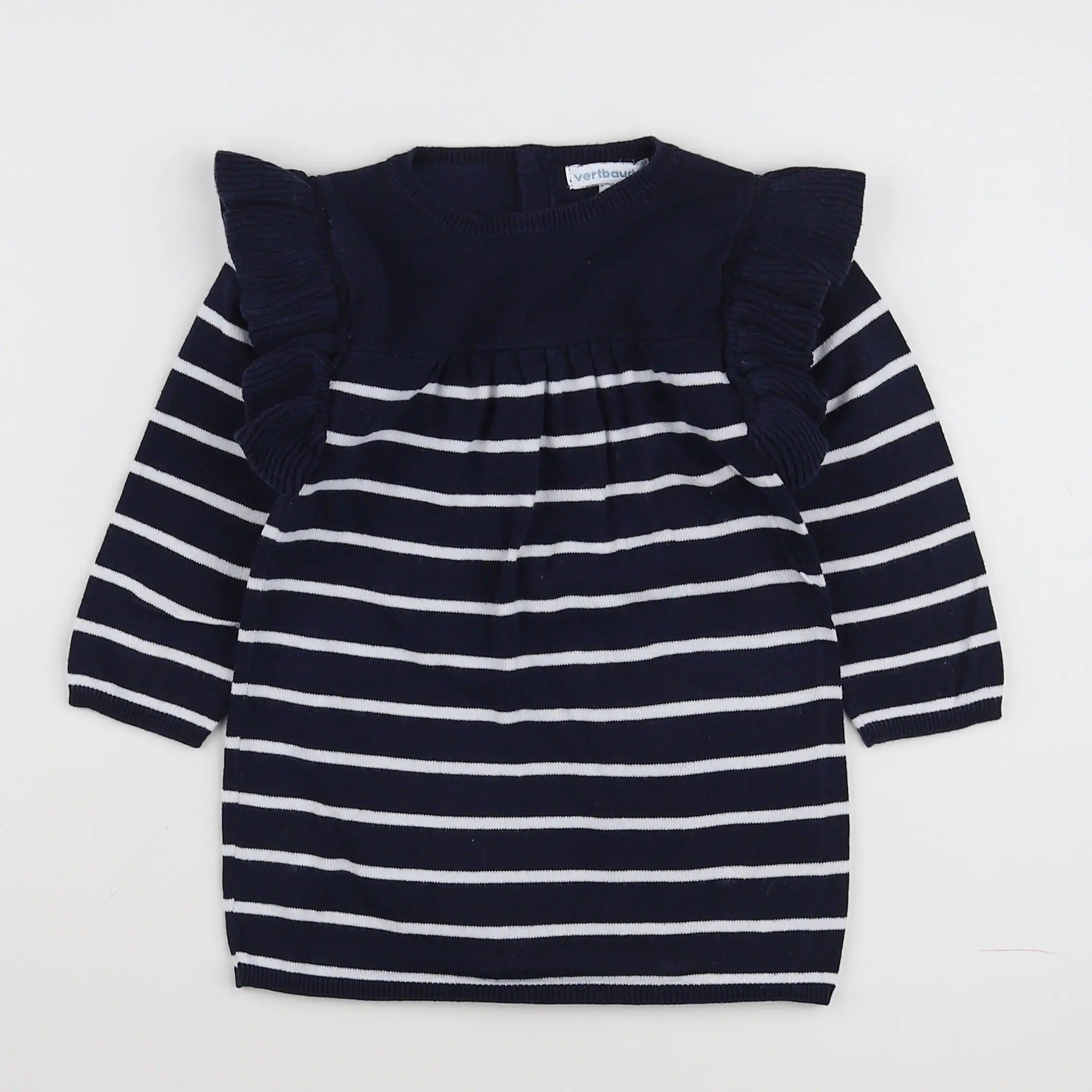 Vertbaudet - robe bleu, blanc - 18 mois