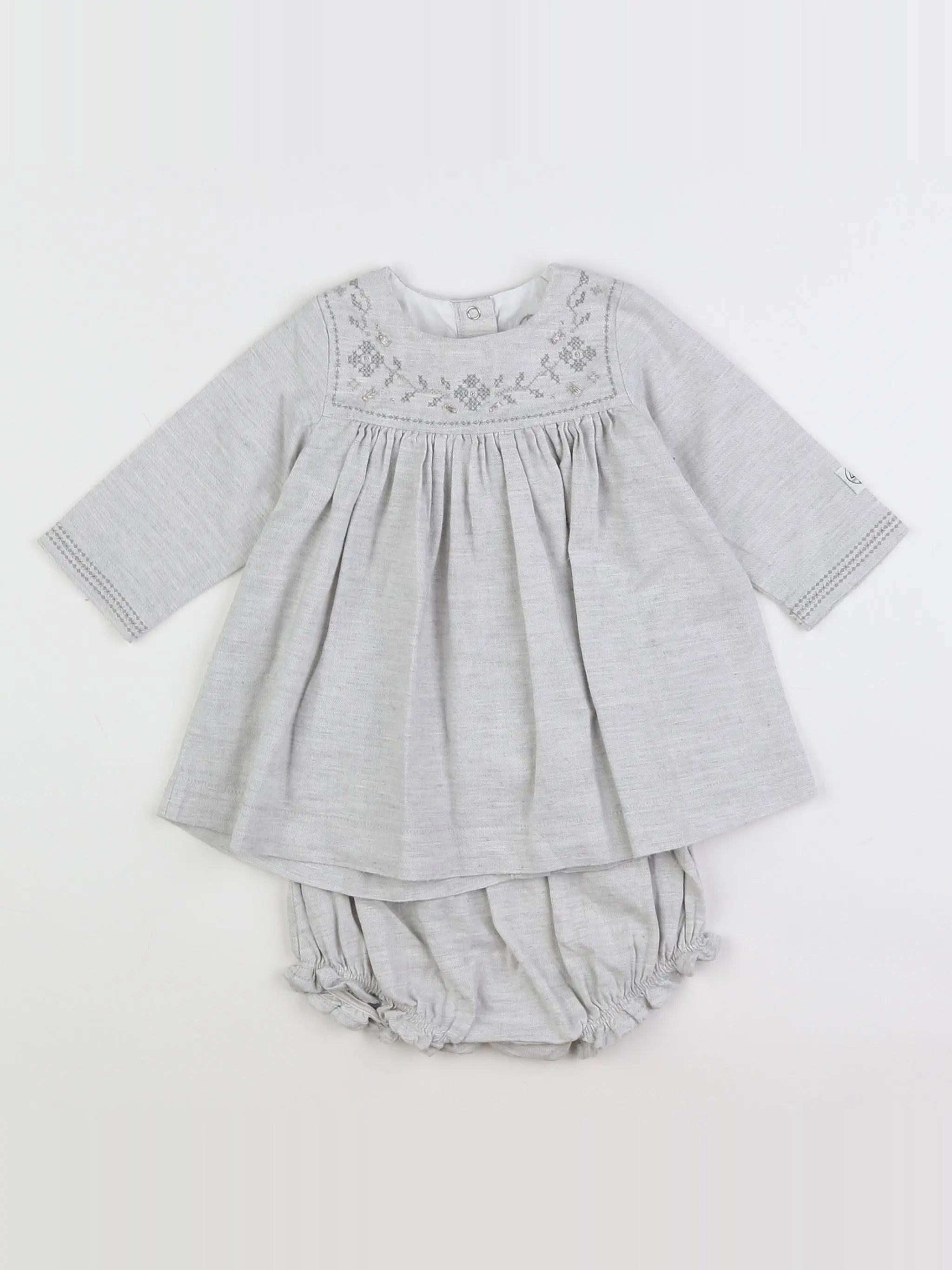 Petit Bateau - robe Gris - 6 mois