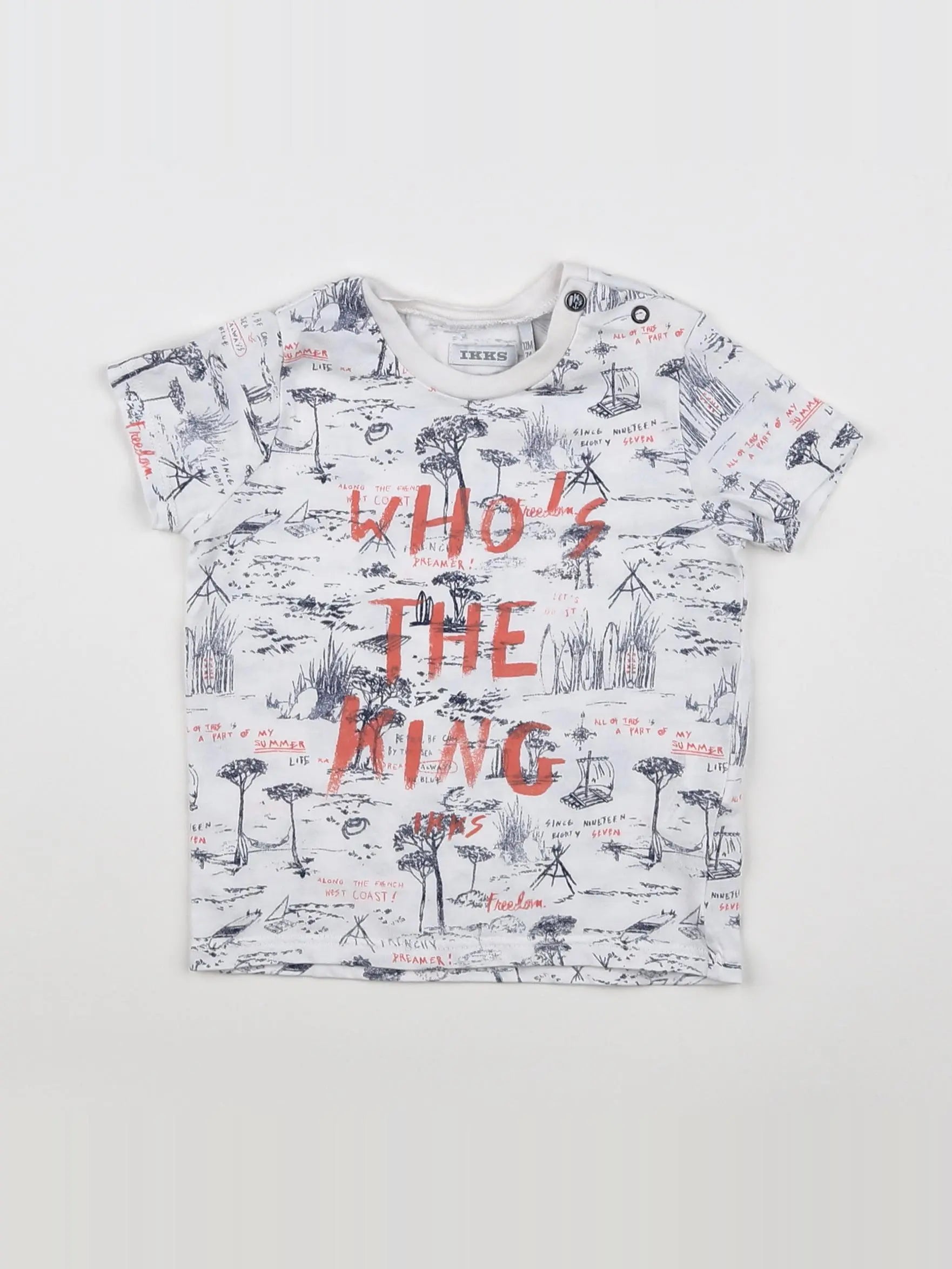 IKKS - tee-shirt orange, blanc, gris - 12 mois